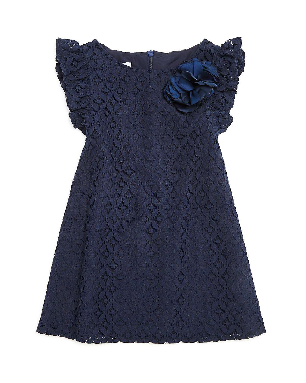 dark blue lace flower girl dress