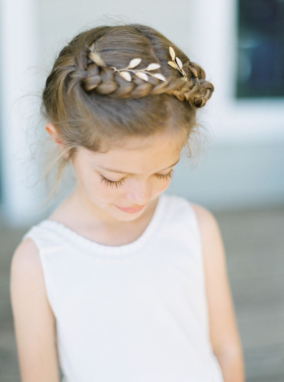 Crown Braid with Gold Leaves