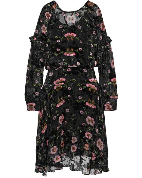 long sleeve black floral gown