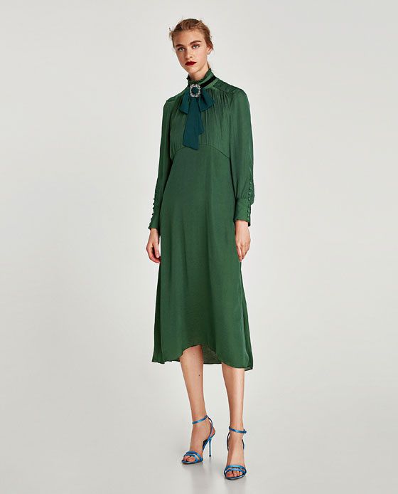 long sleeve green gown