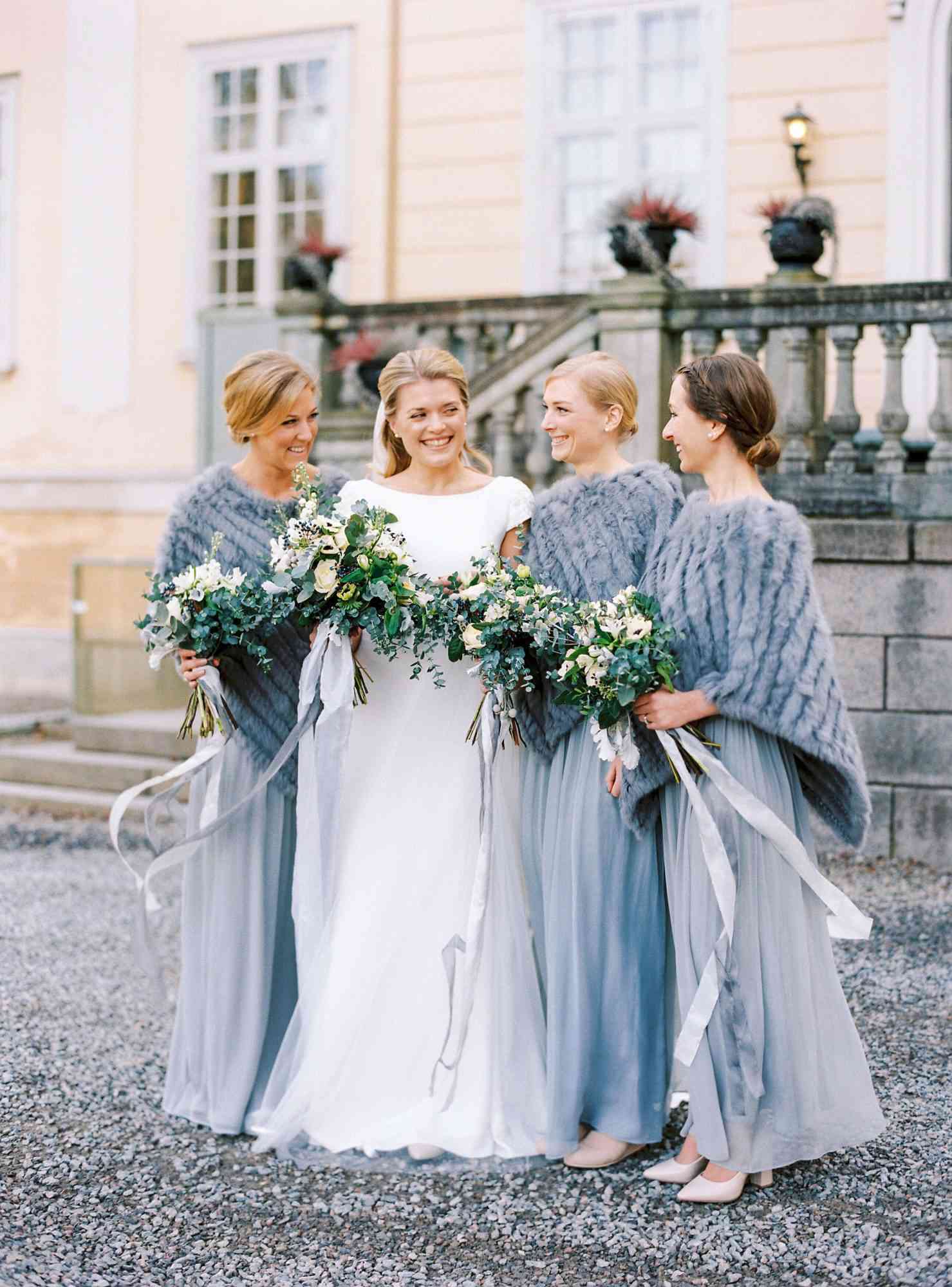 winter bride and bridesmaids