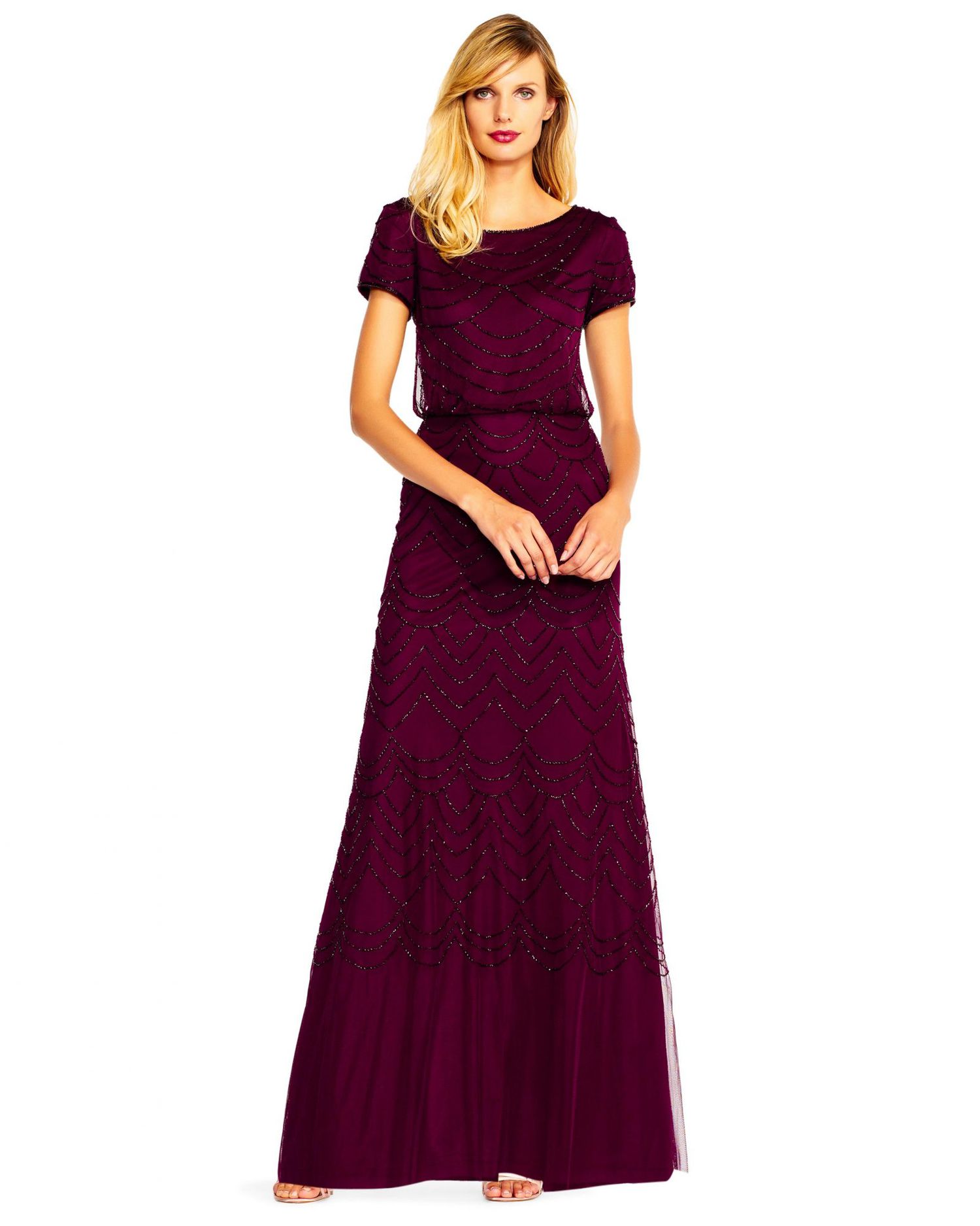 beaded burgundy gown
