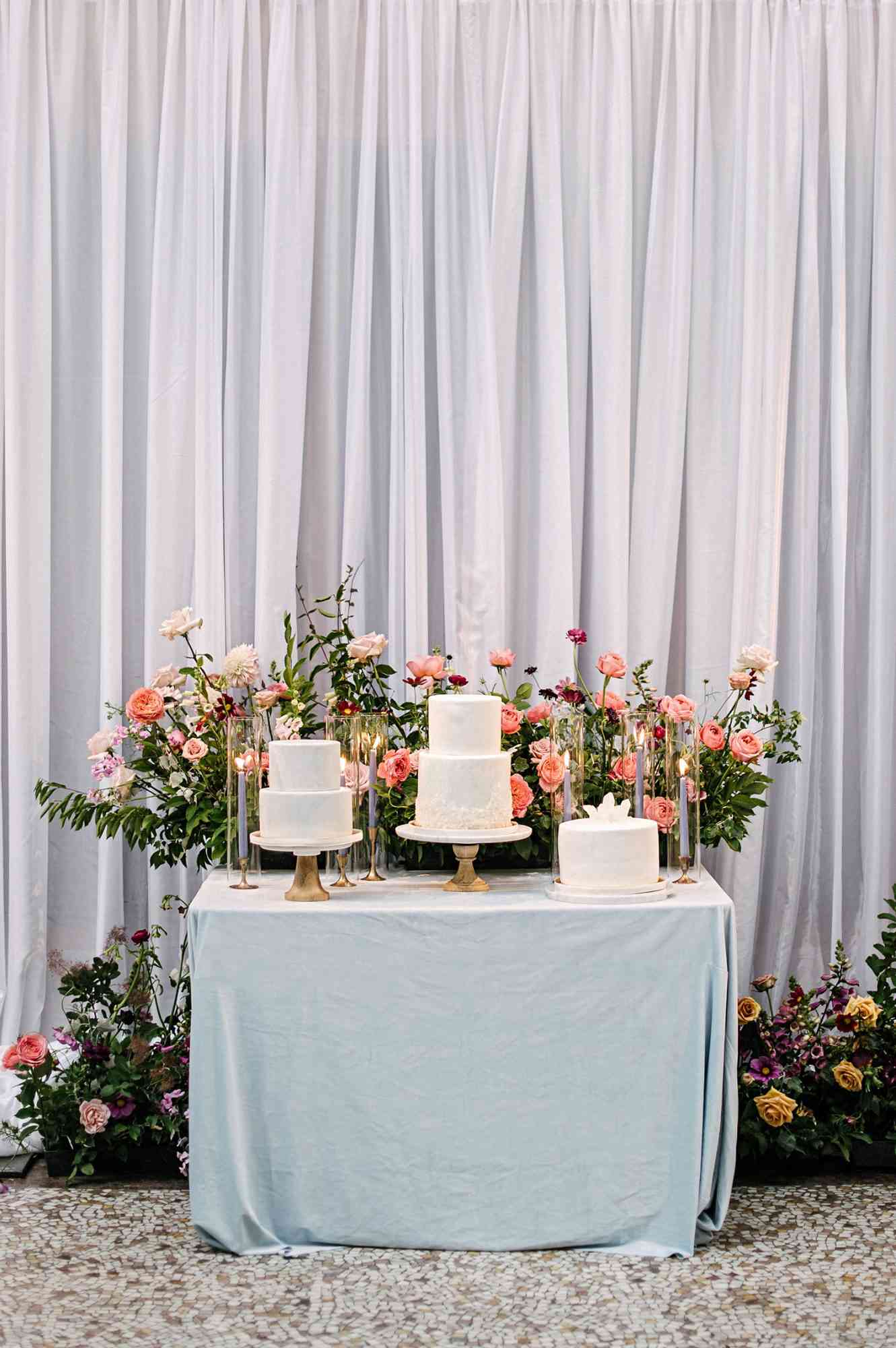 stephanie tim wedding cakes on table