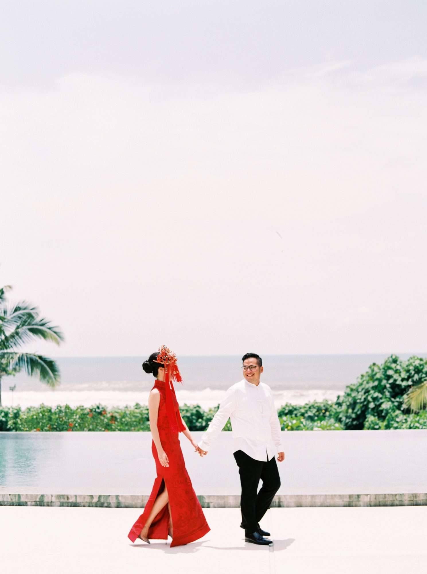 vivi yoga bali wedding ceremony couple red dress
