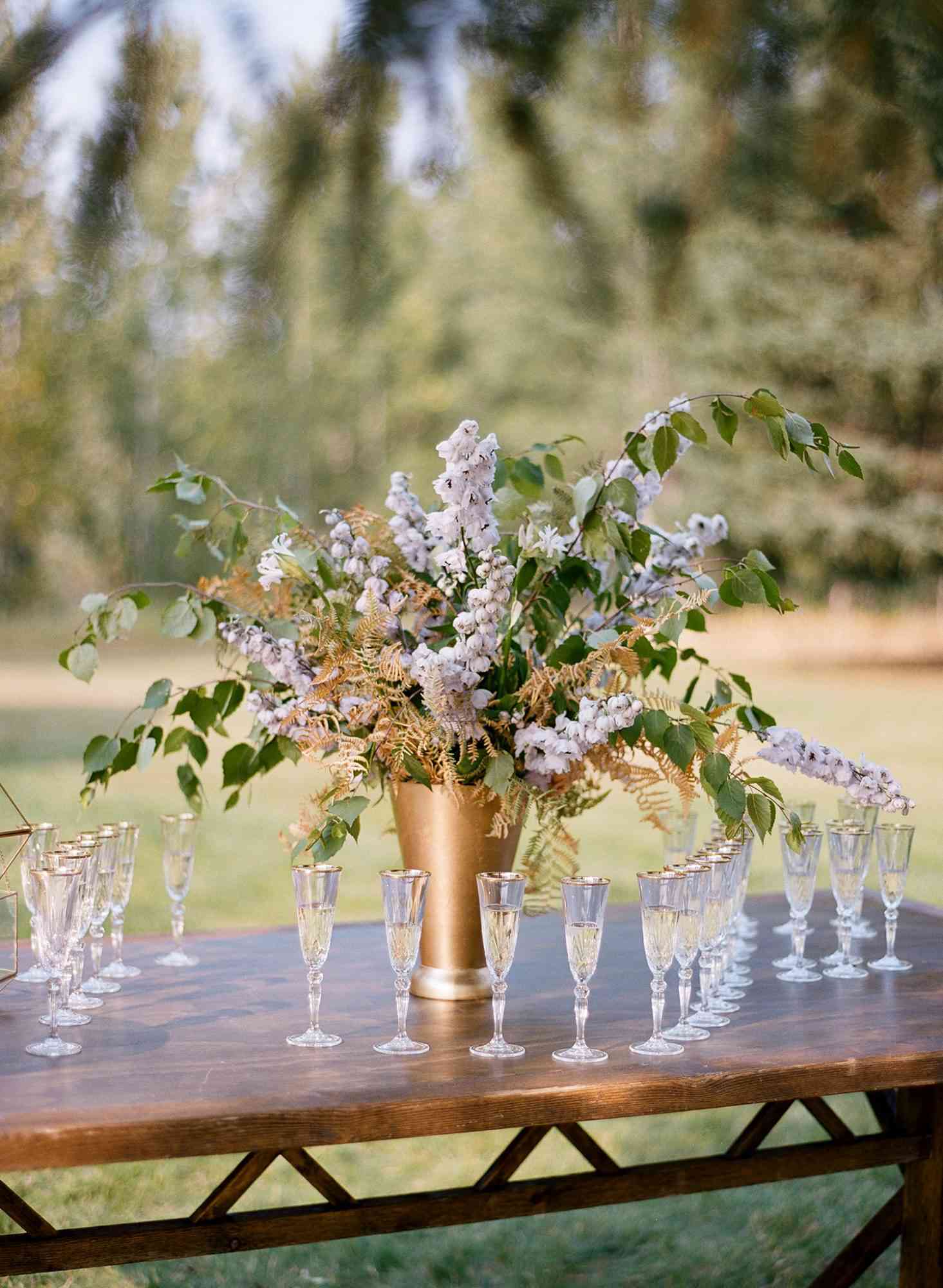 kaitlin jeremy wedding arrangement and champagne