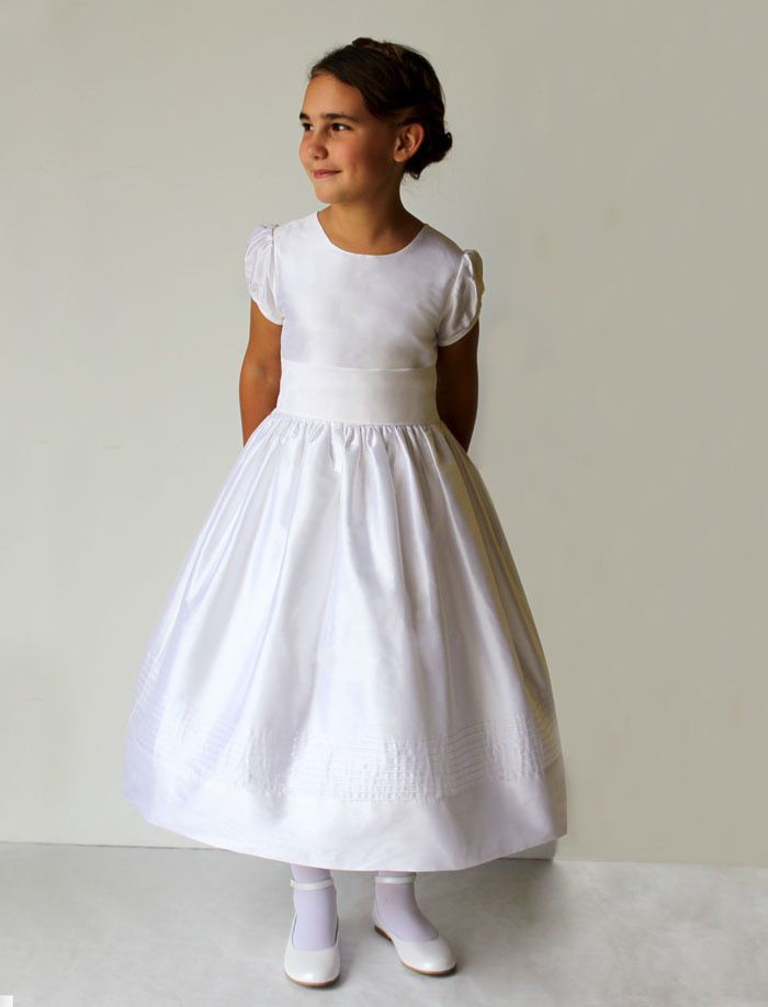 white Mid-Calf Length Dress with Short Sleeves