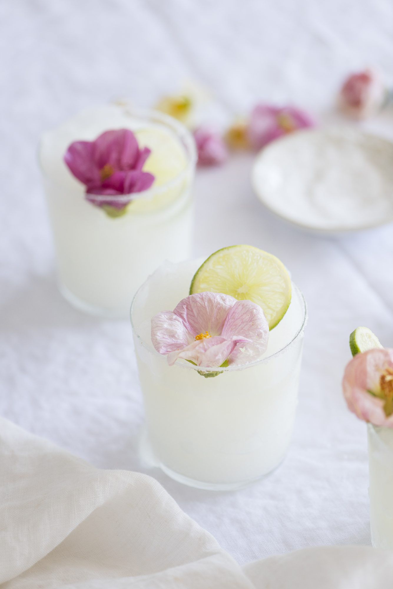 Floral topped Frozen Margaritas