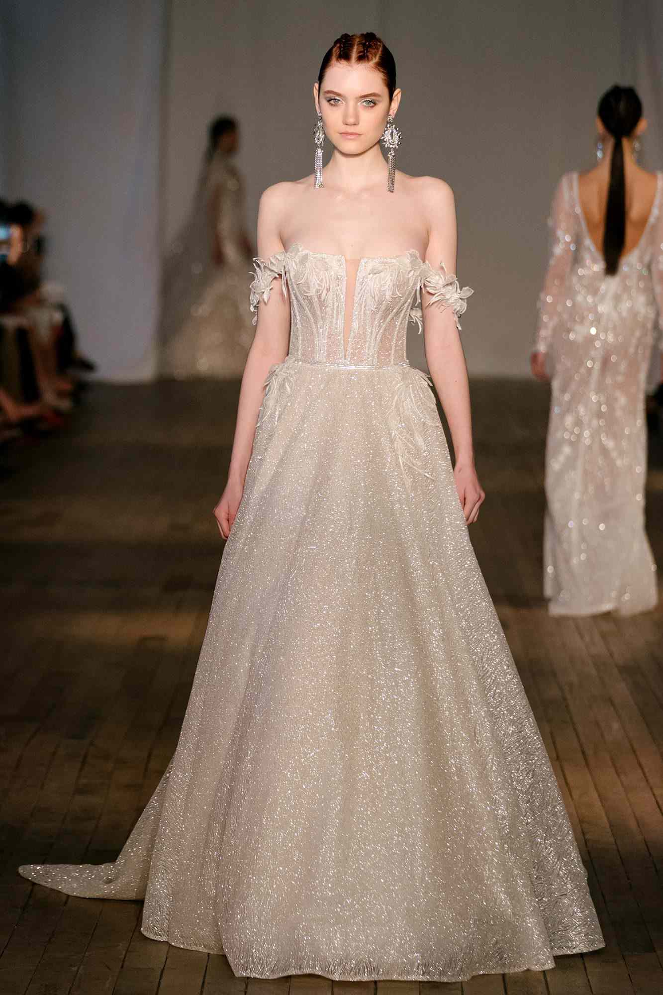 berta wedding dress spring 2019 off-the-shoulder applique detail