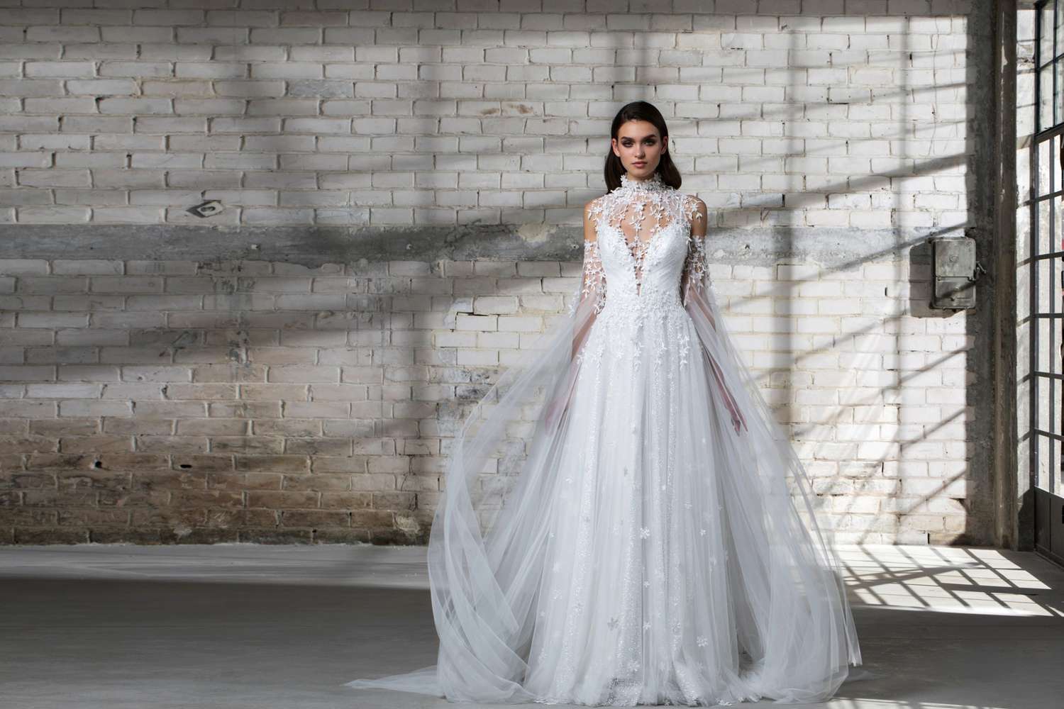 pnina tornai wedding dress spring 2019 a-line tulle long sleeves