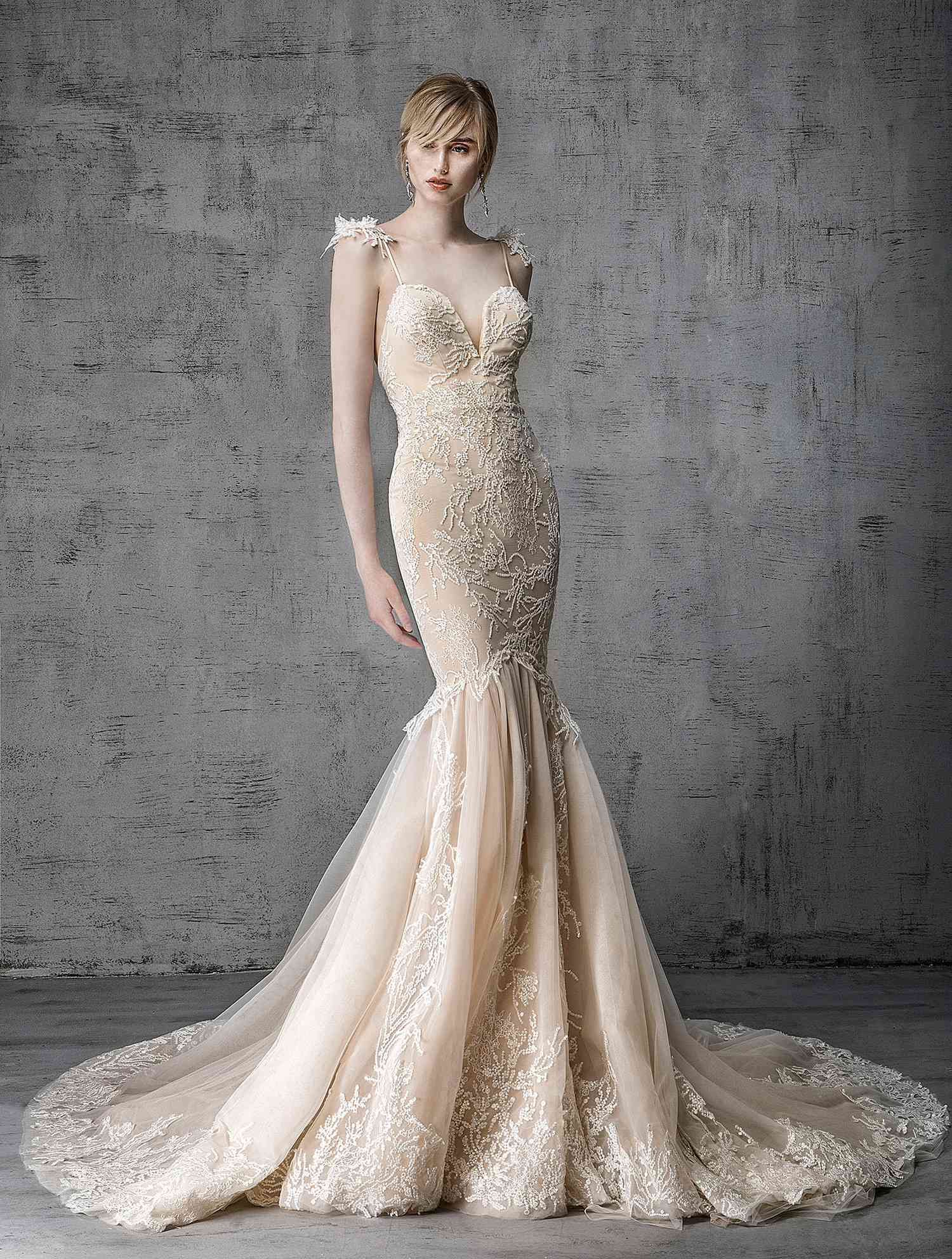 victoria kyriakides wedding dress spring 2019 champagne spaghetti-strap shoulder detail