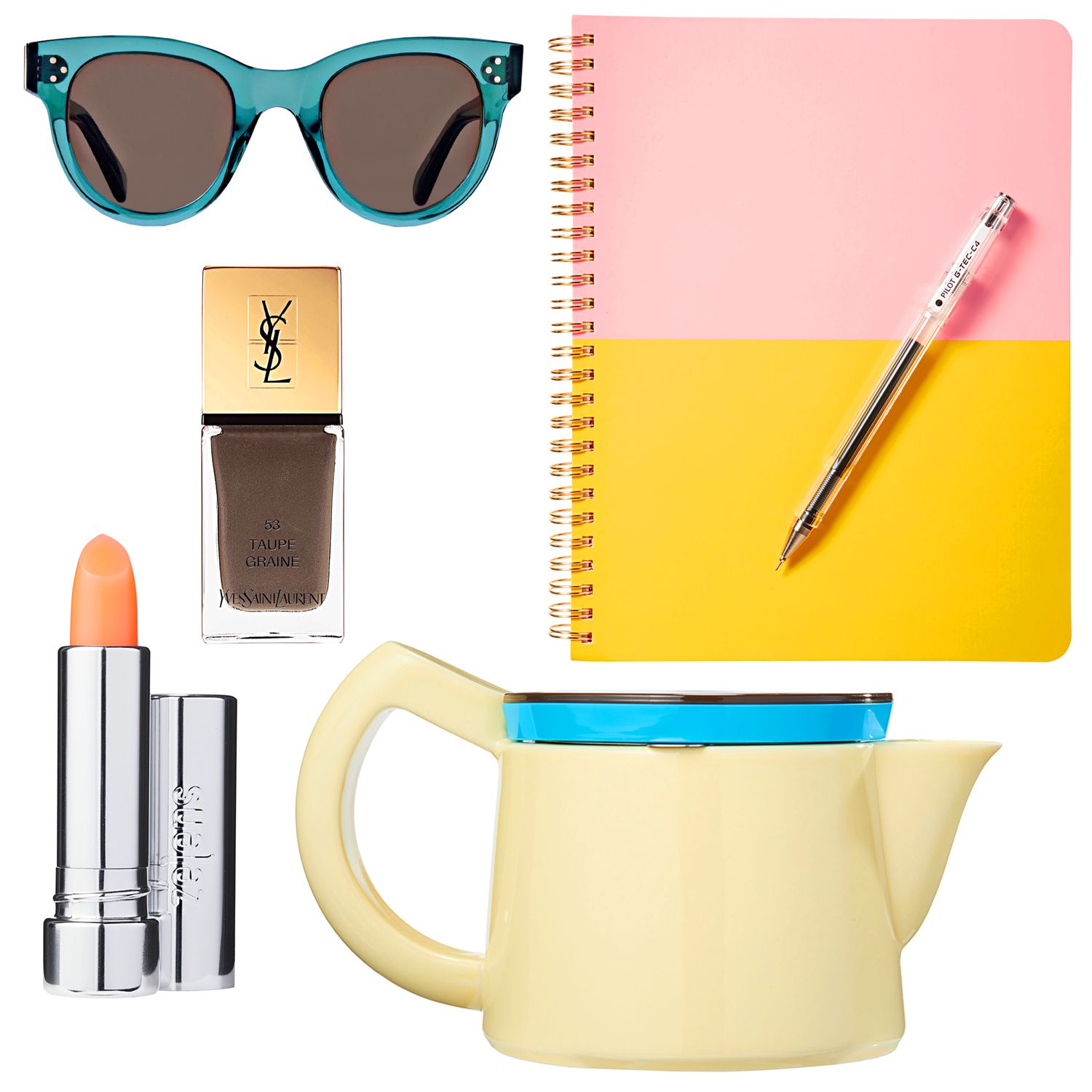 tastemaker products sunglasses lipstick coffeepot notebook nail polish