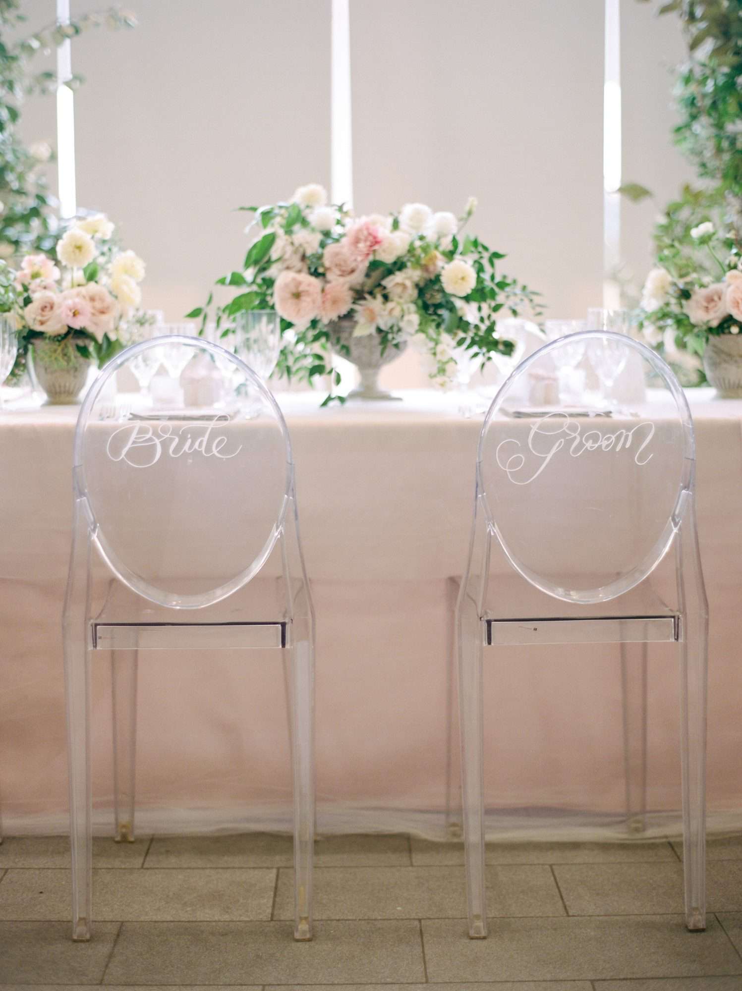 texas wedding clear bride groom chairs