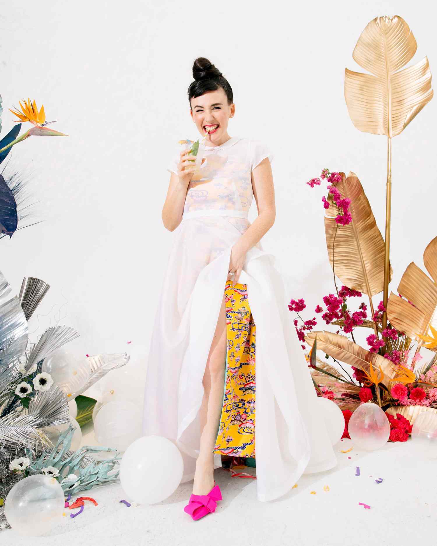 tashina huy colorful wedding bride dress transform