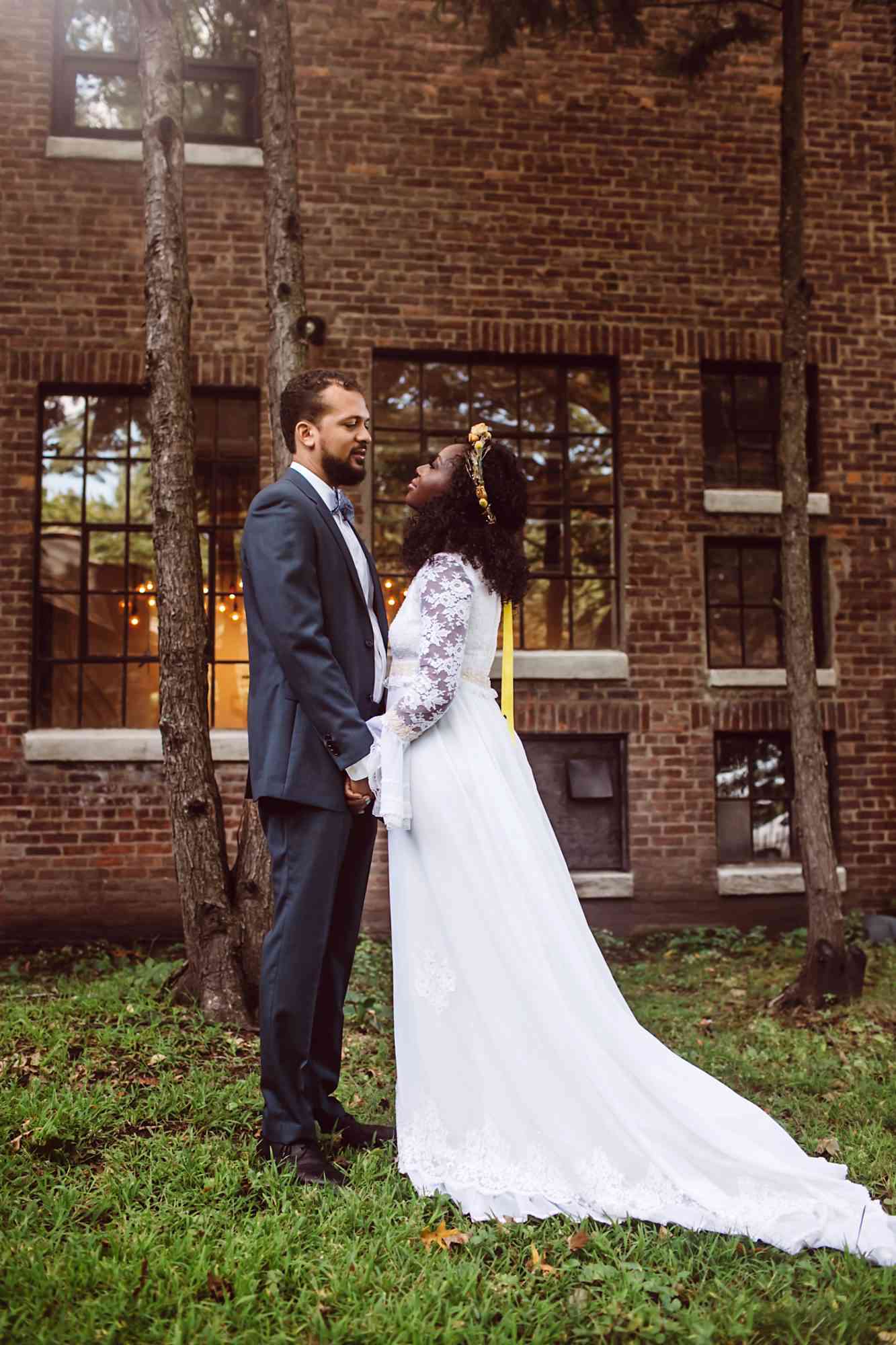 A Custom Suit and an Heirloom Wedding Dress