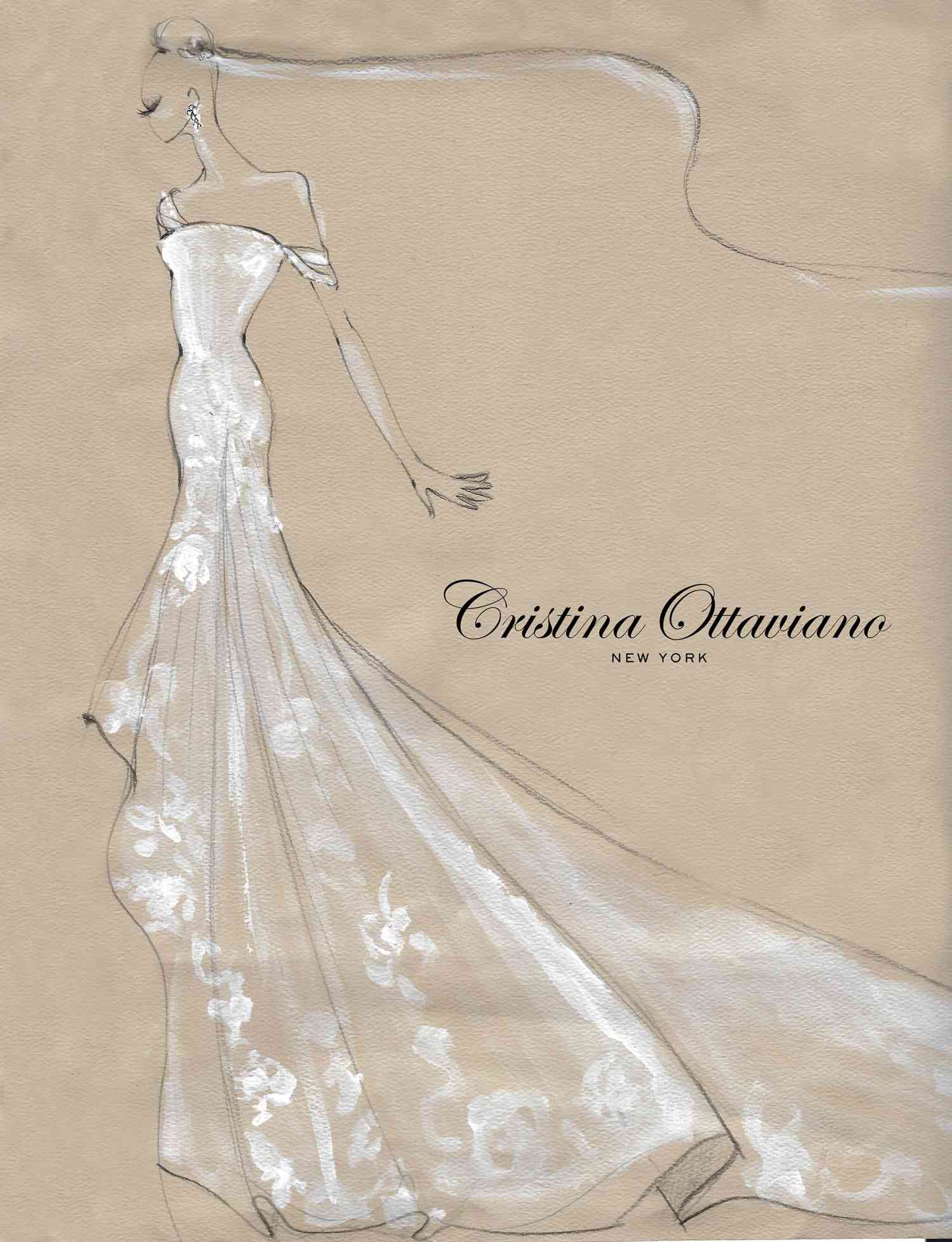 Cristina Ottaviano Fall 2019 Bridal Fashion Week Sketch