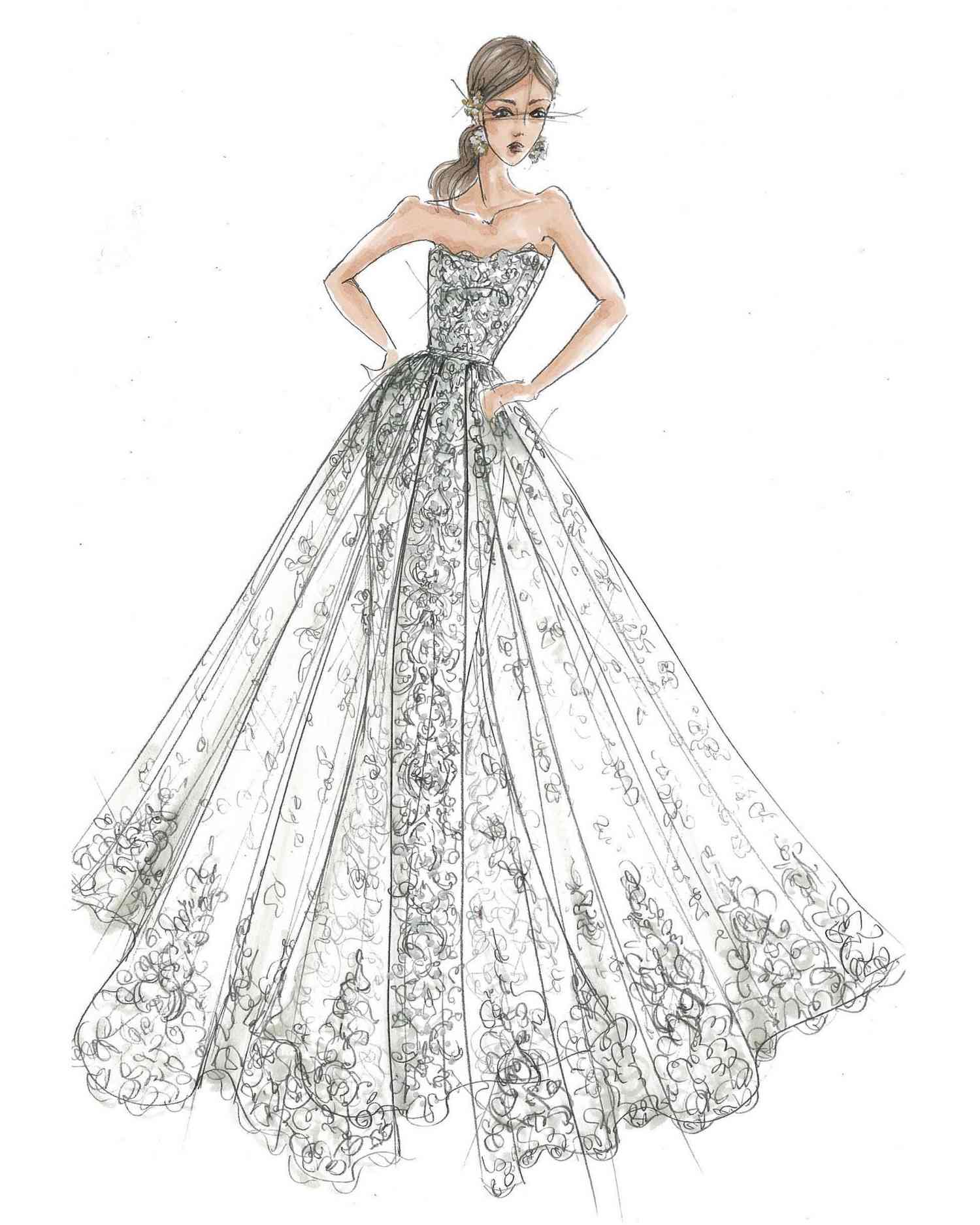 bridal fashion week sketches fall 2019 oleg cassini