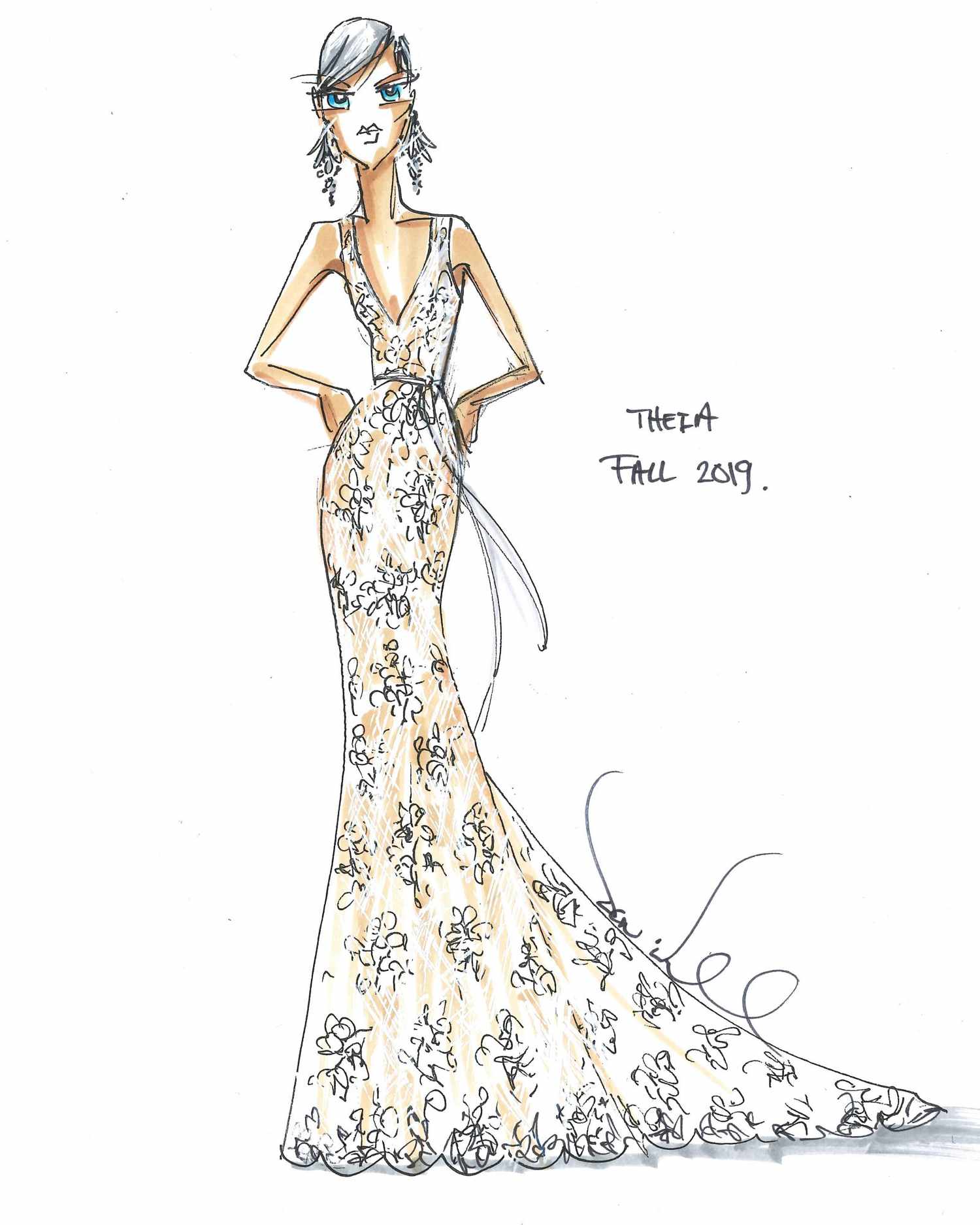 bridal fashion week sketches fall 2019 theia