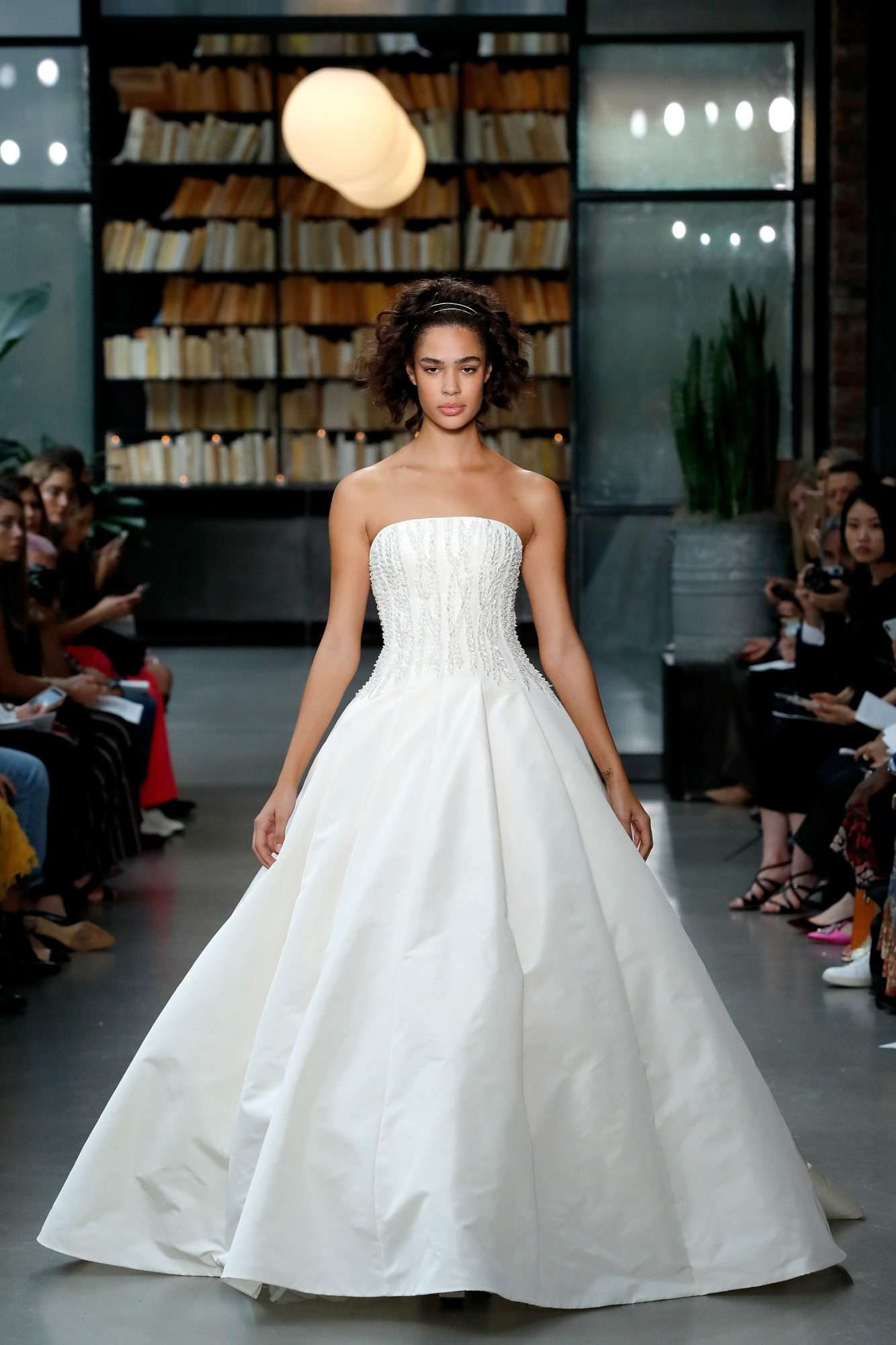 amsale fall 2019 strapless beaded ball gown wedding dress