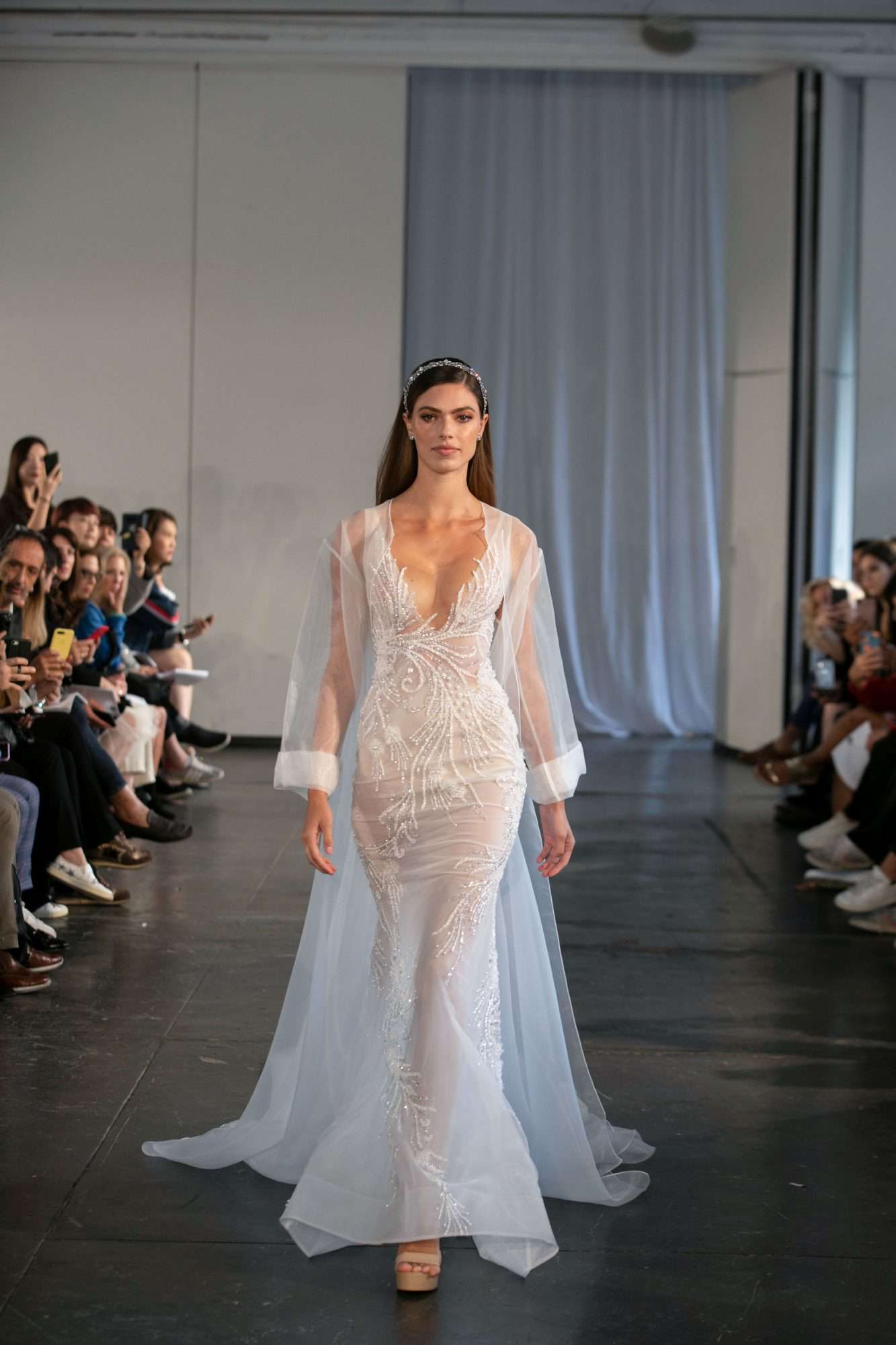 berta fall 2019 sheer mermaid cape wedding dress