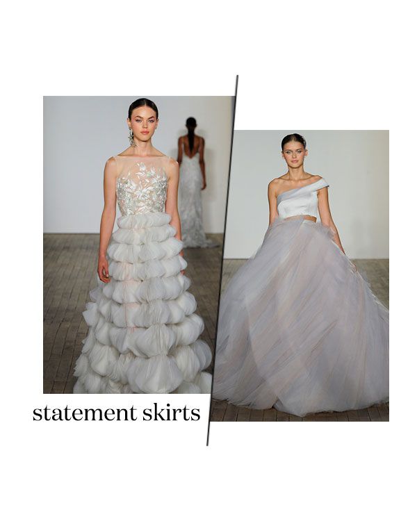 fall 2019 bridal fashion week trends statement skirts