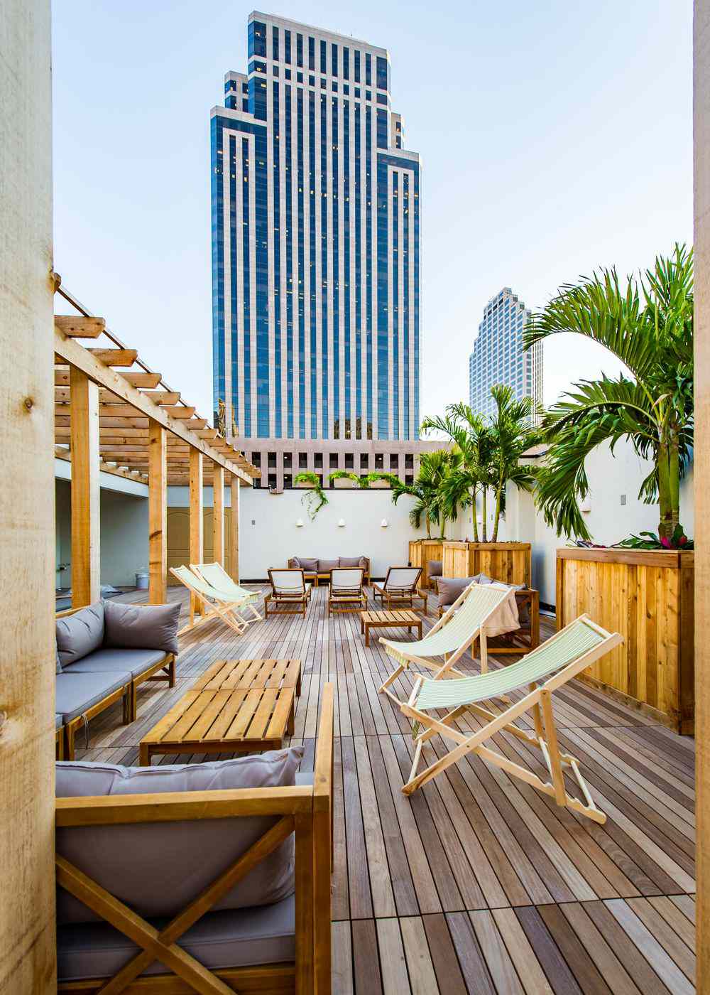 bachelorette cities nola rooftop view lounge chairs