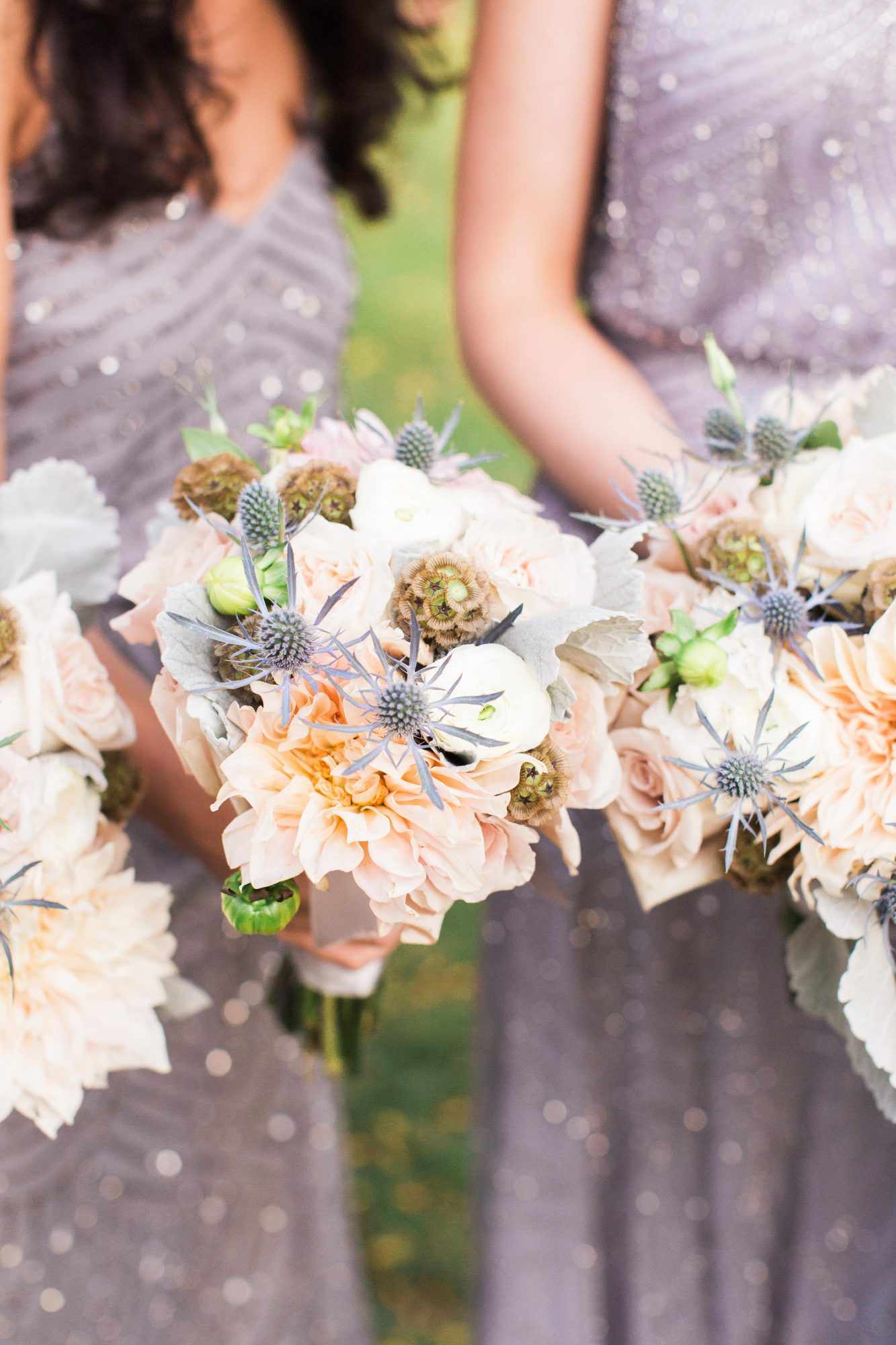 Scottish Wedding Flowers Bride's Bouquet Thistles Calla Ivory & Navy Lavender 