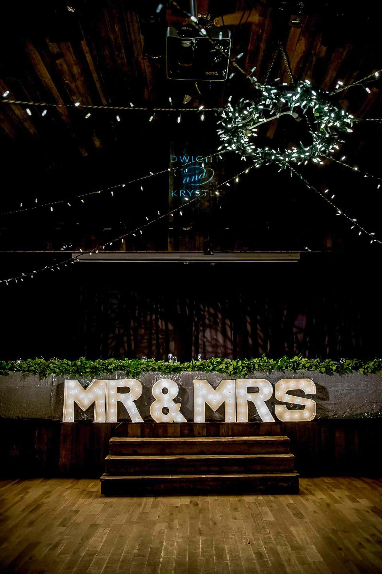 mr and mrs theatre marquee lighted signs dace floor