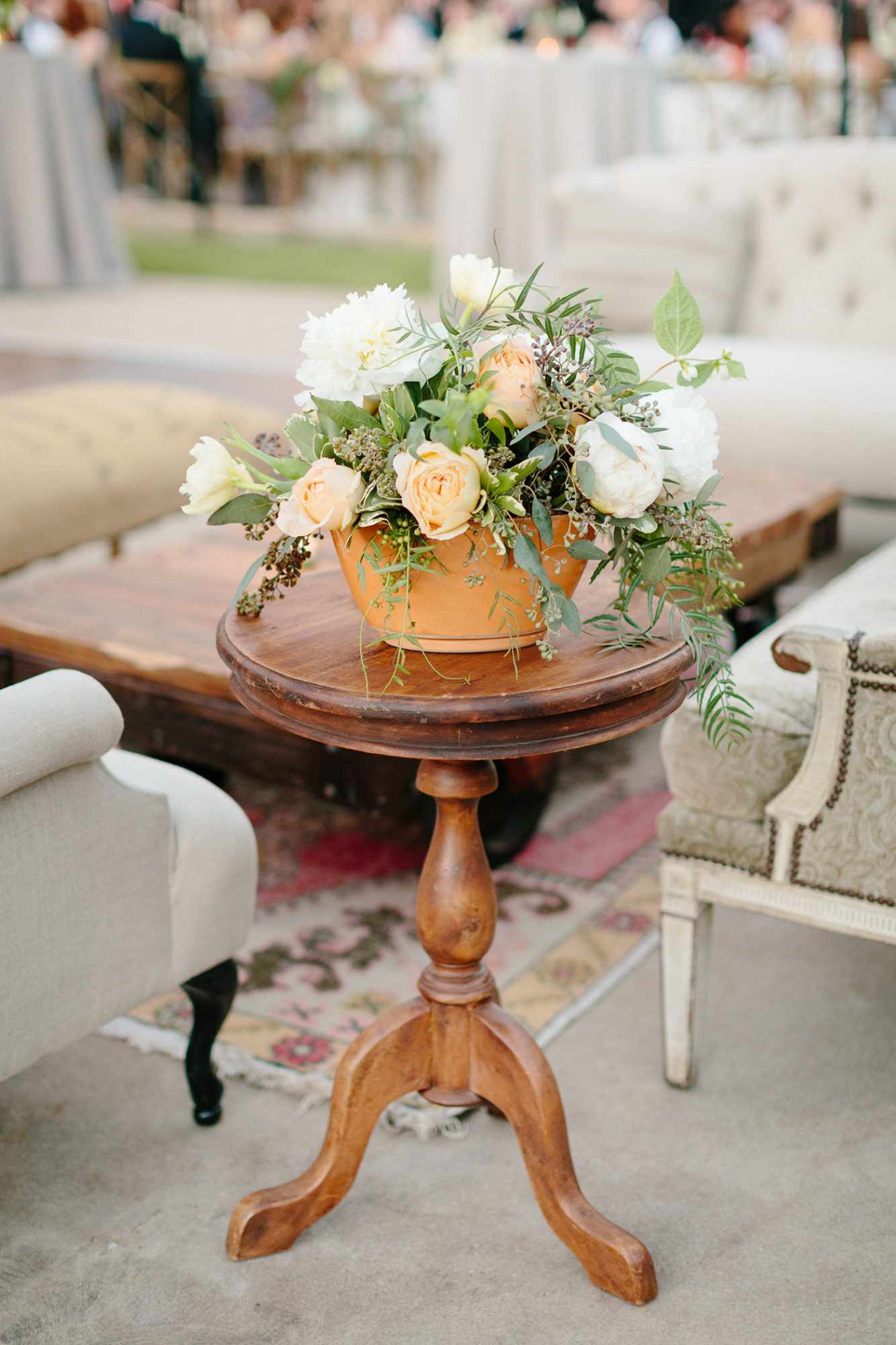 terra cotta decor lounge accents wooden table