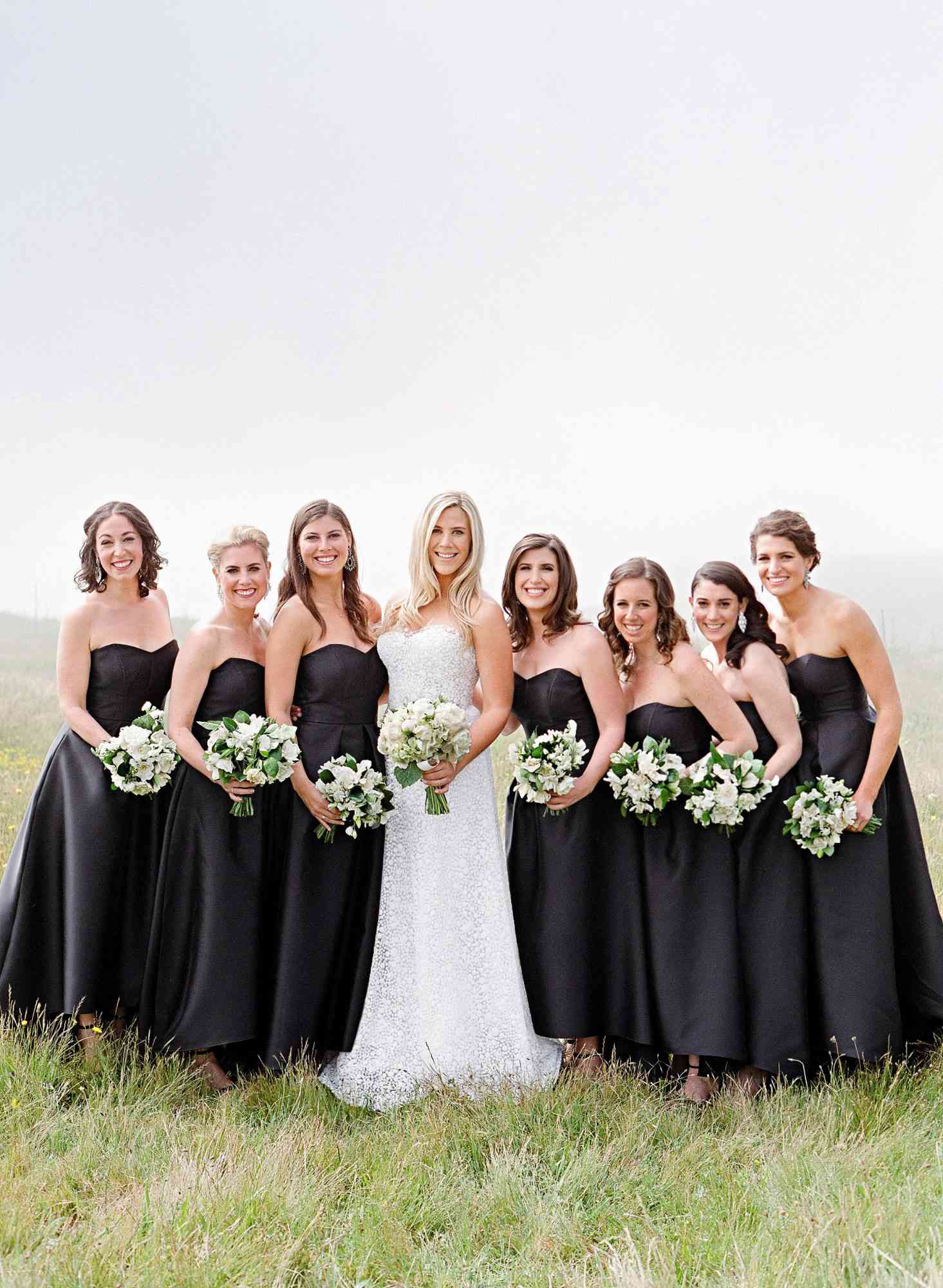 whitney zach wedding bridesmaids black strapless dresses