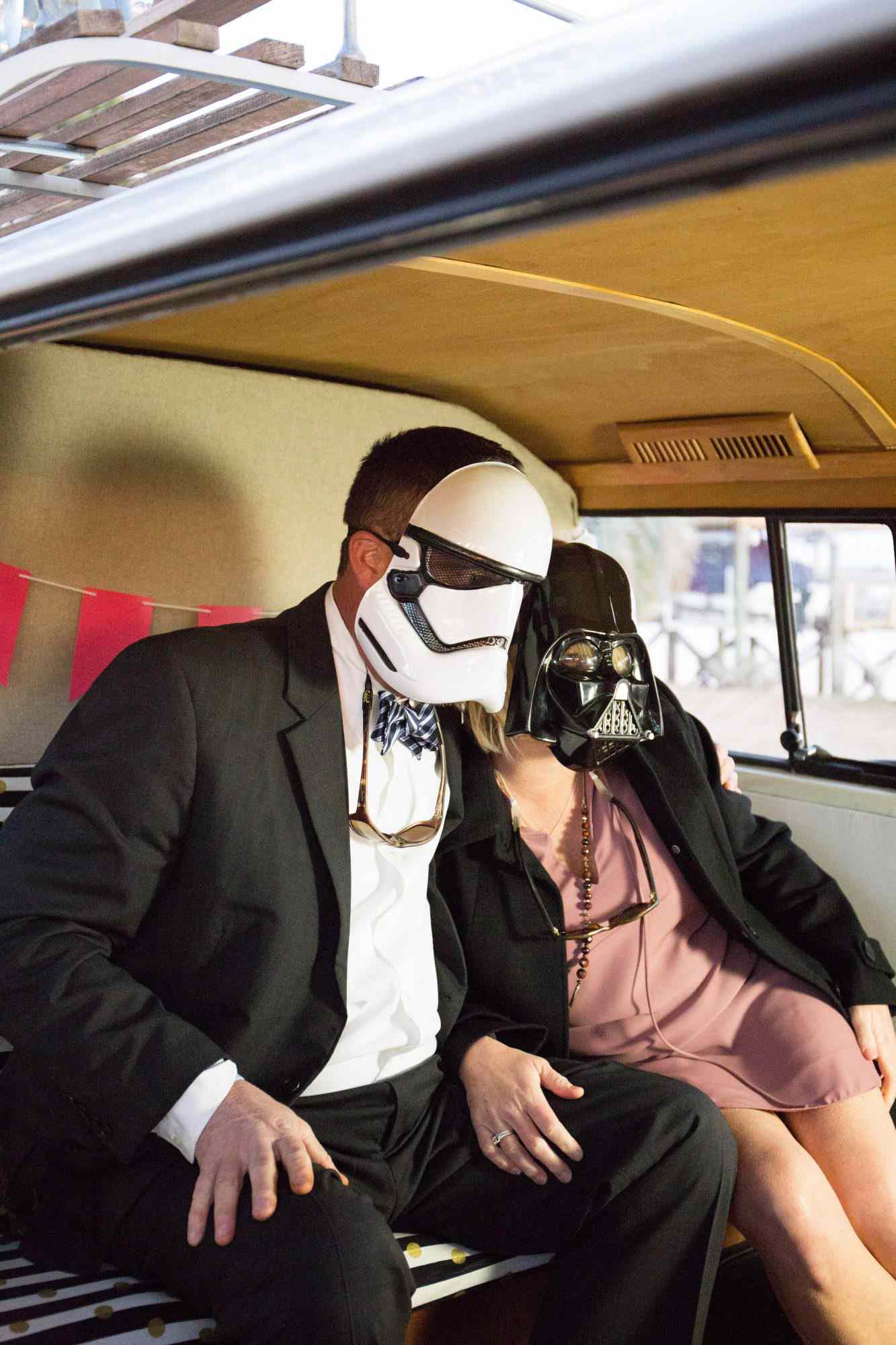 photo prob star wars face mask couple inside bus