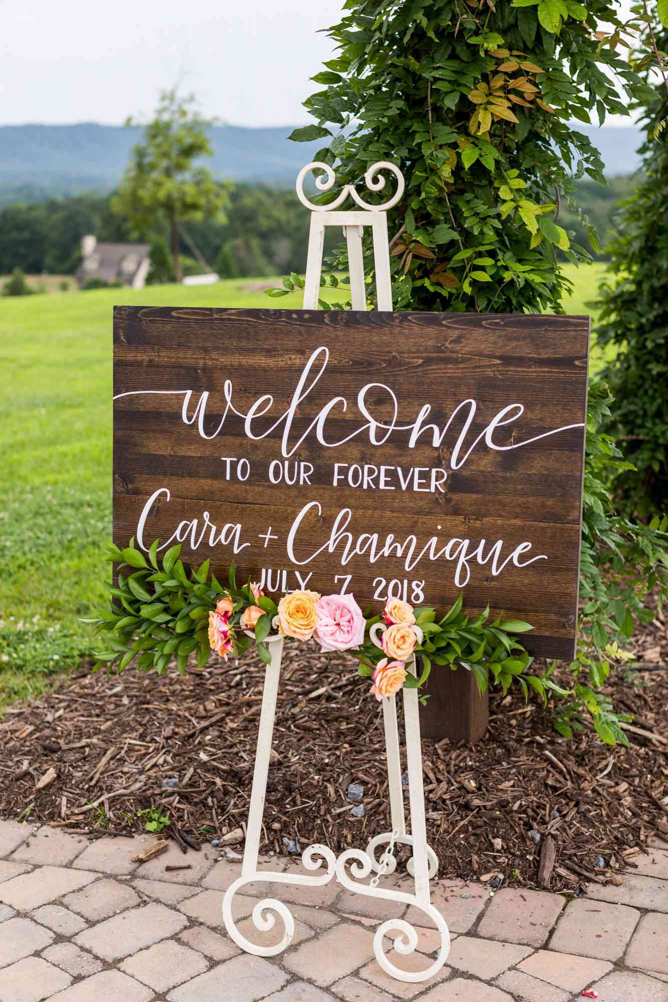 cara chamique wedding welcome sign