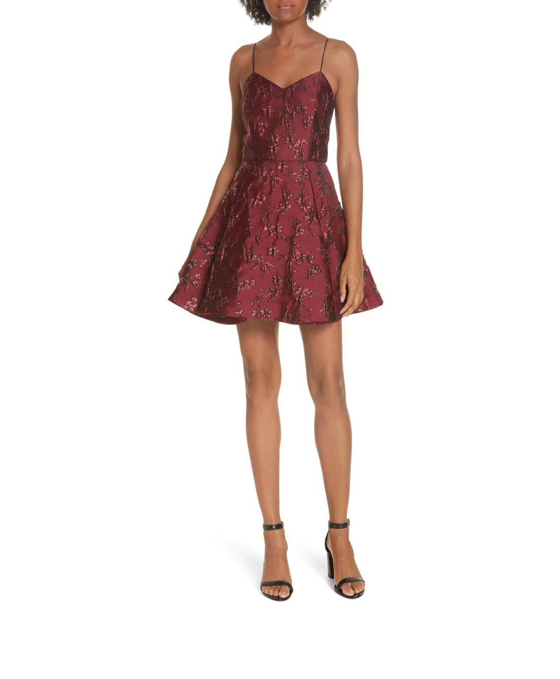 short red jacquard alice and olive dress