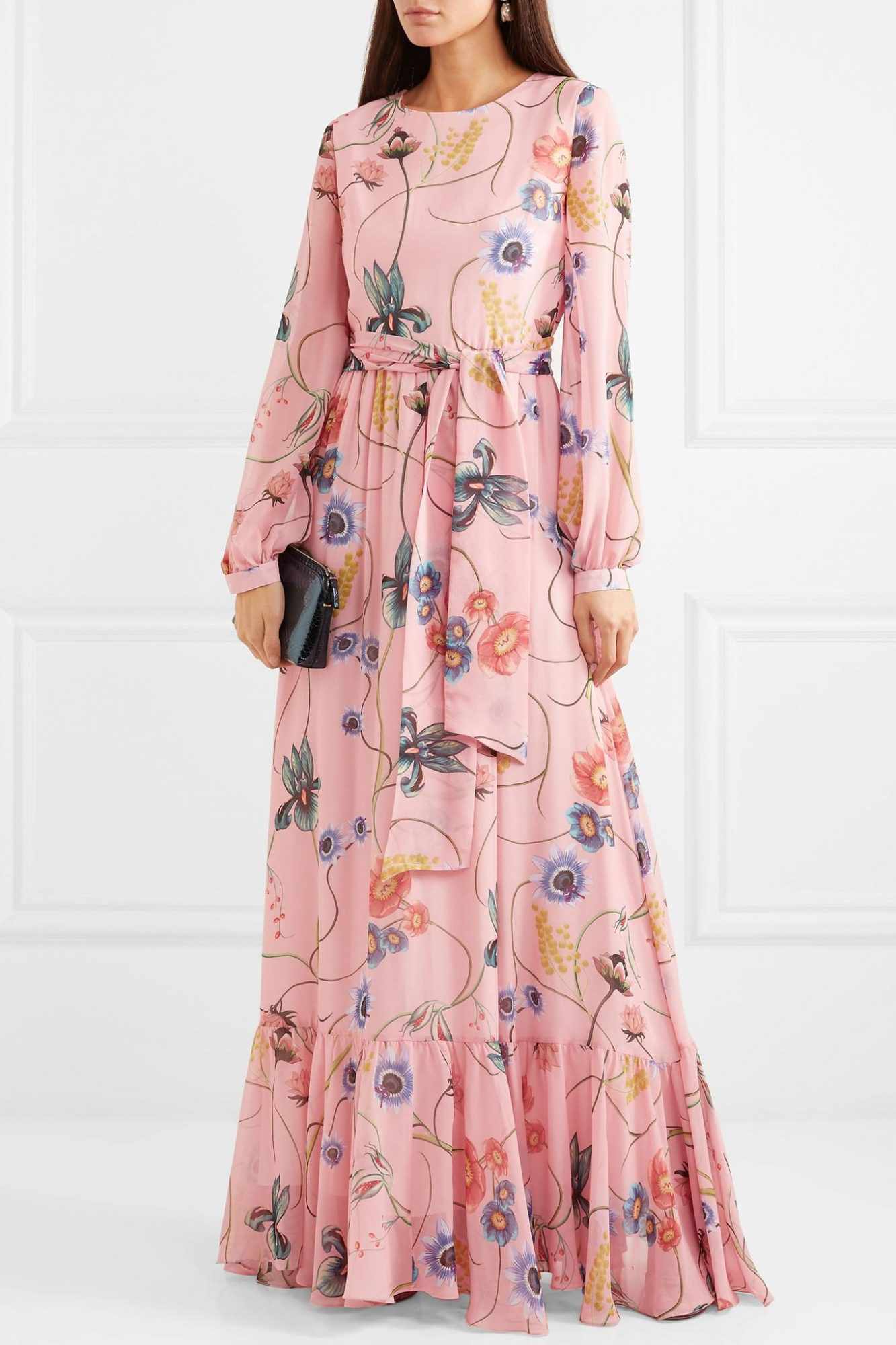 borgo de nor floral print silk crepe maxi dress