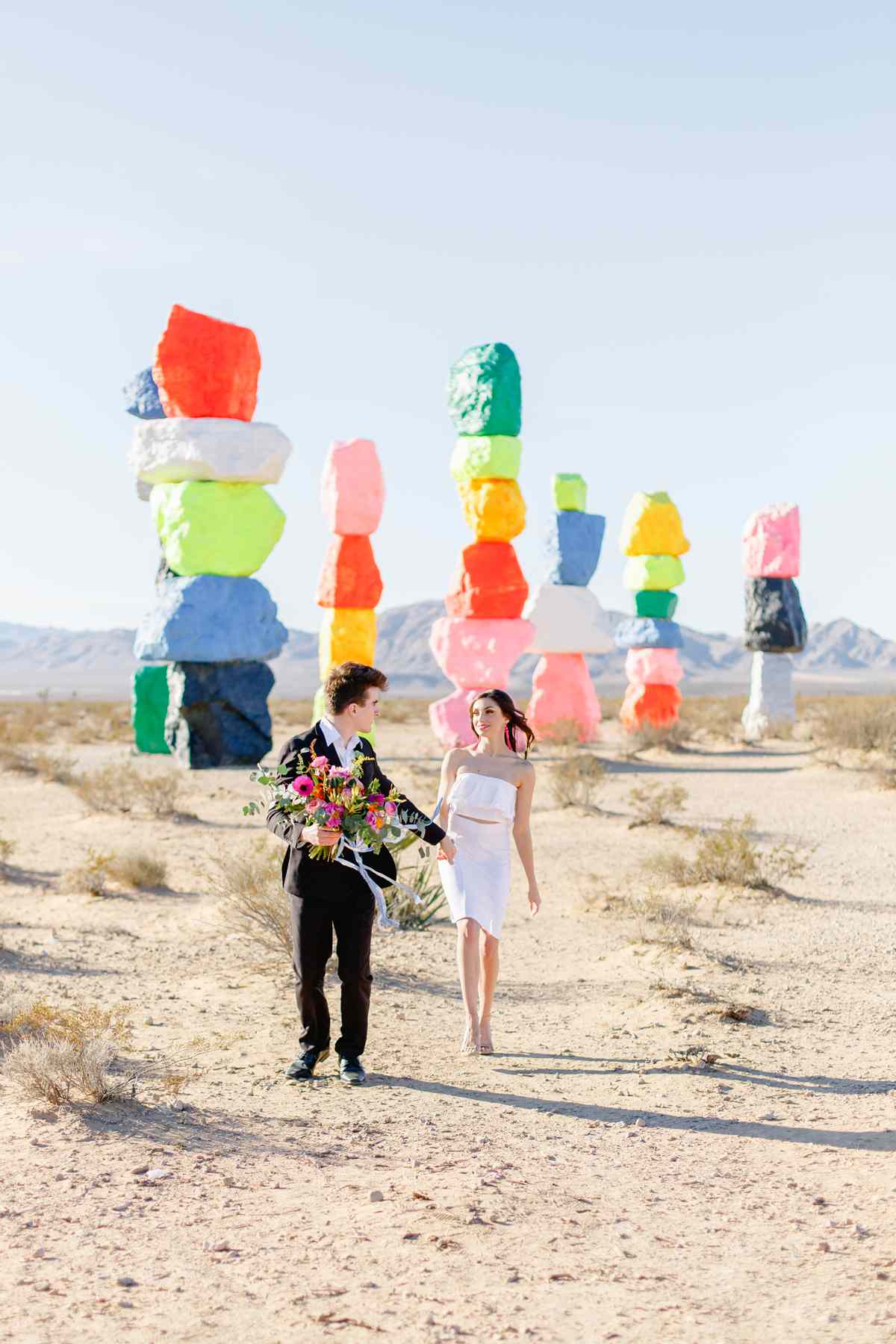 elopement outfit inspiration couple at seven magic mountains