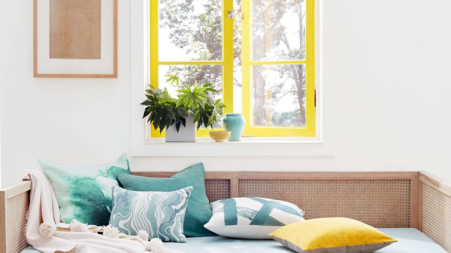living room sofa color yellow celadon decor blue green