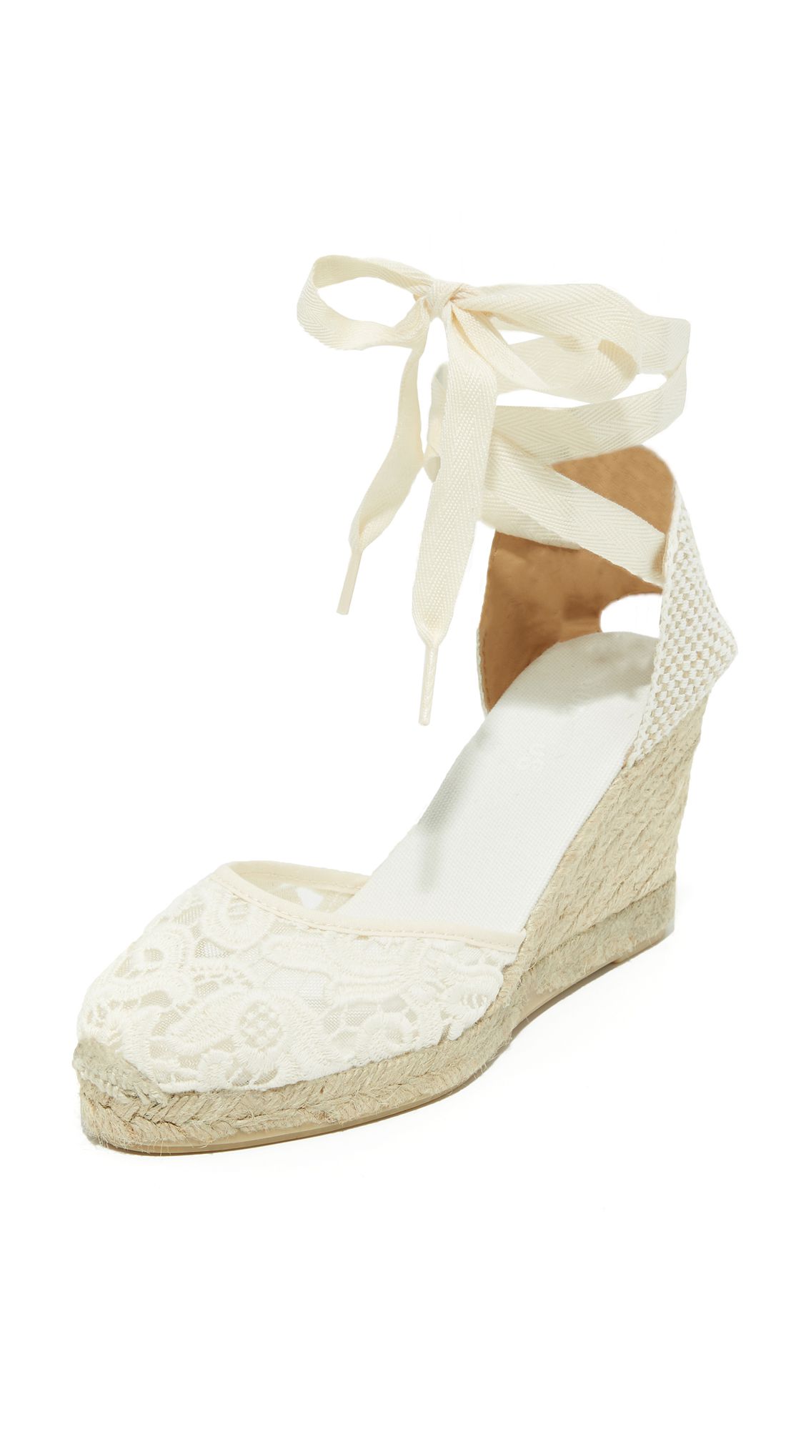 wedding wedges white lace front