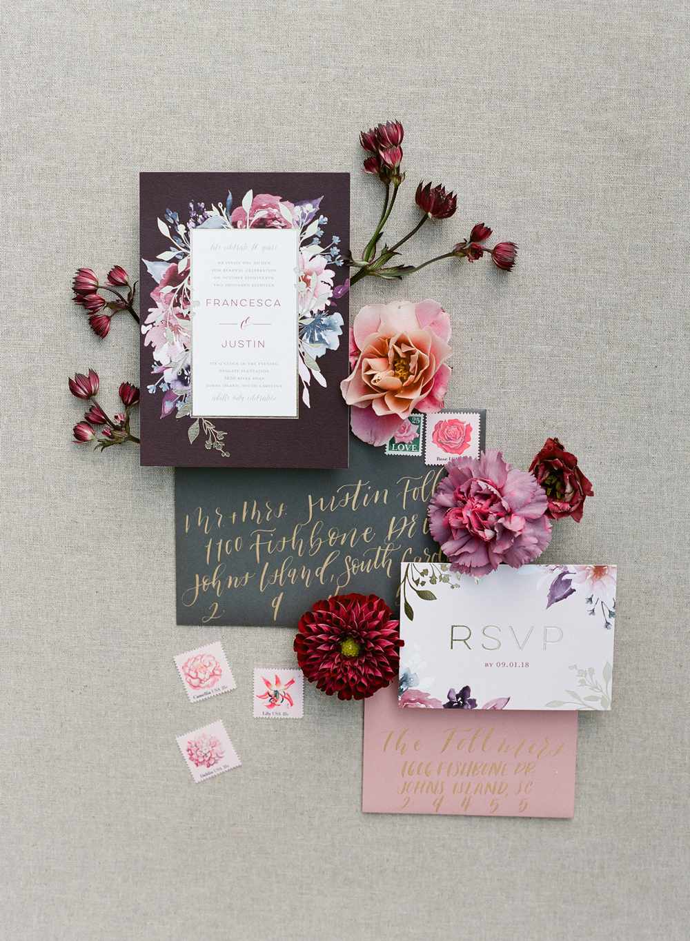 floral watercolor designed stationary
