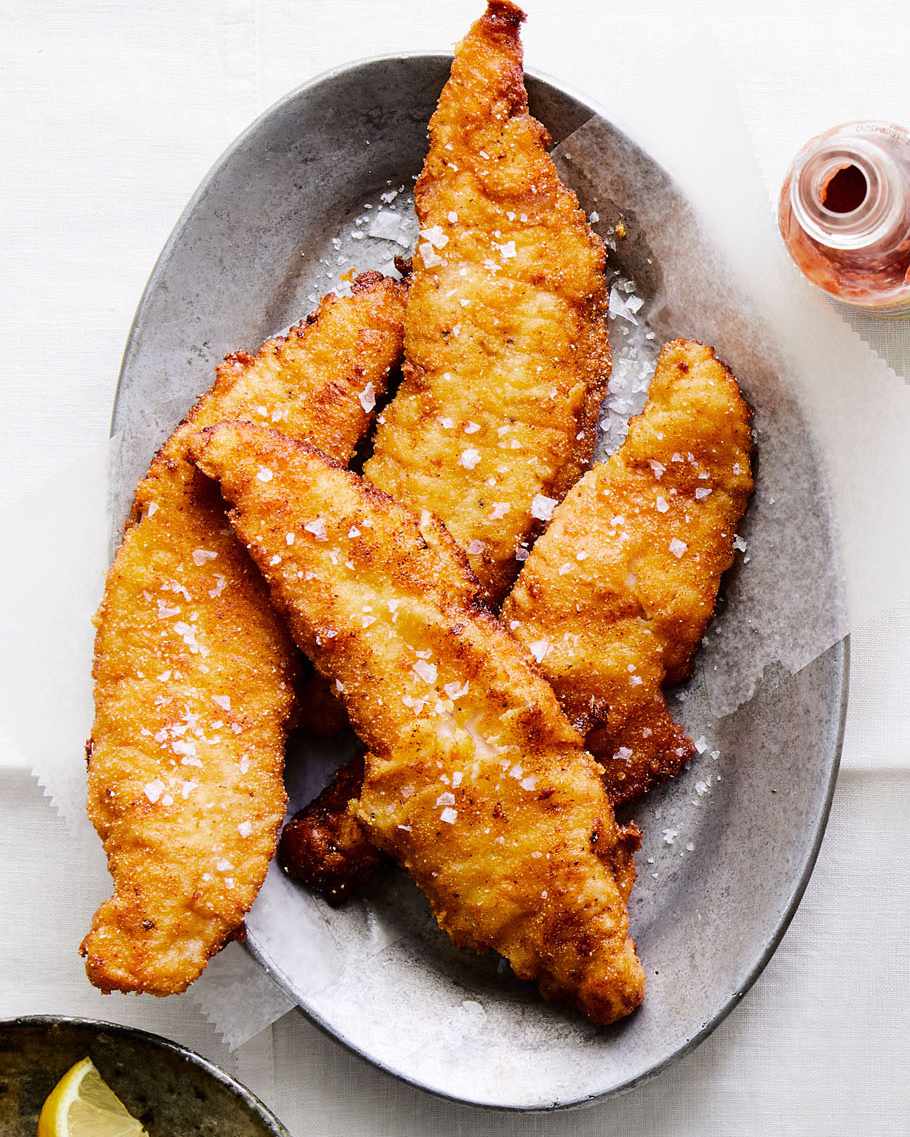 Buttermilk-and-Cornmeal-Fried Catfish on serving plate