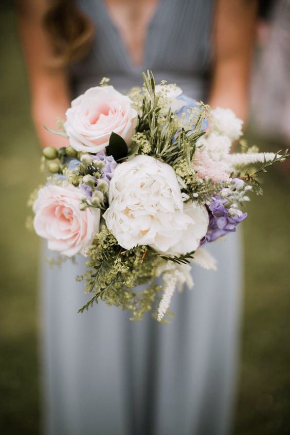 rosemary herb pastel color rose bouquets