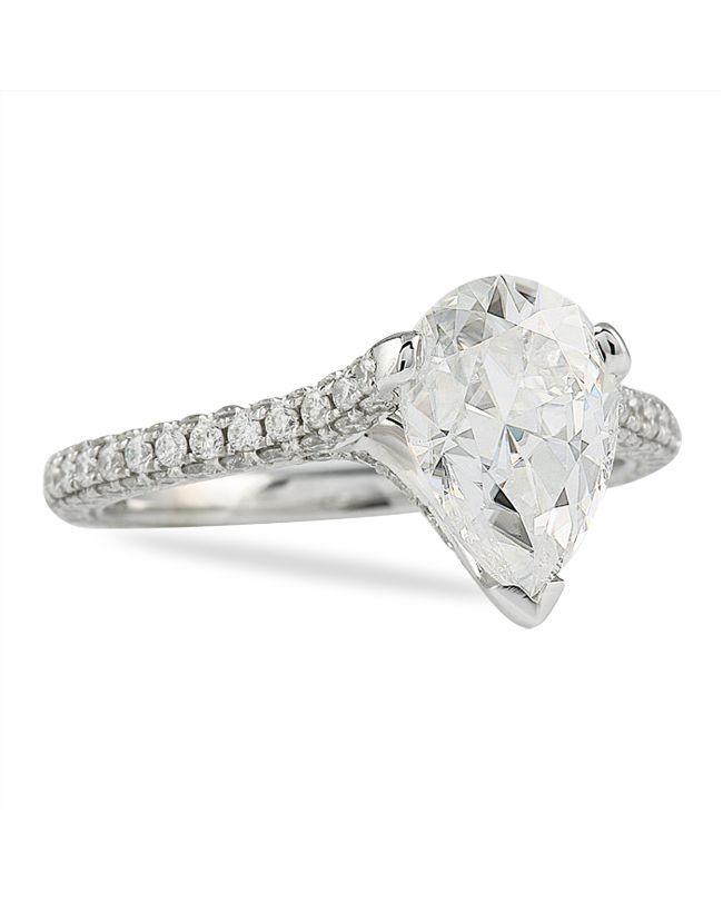 Lauren B. Jewelry Moissanite Pear White Gold Engagement Ring
