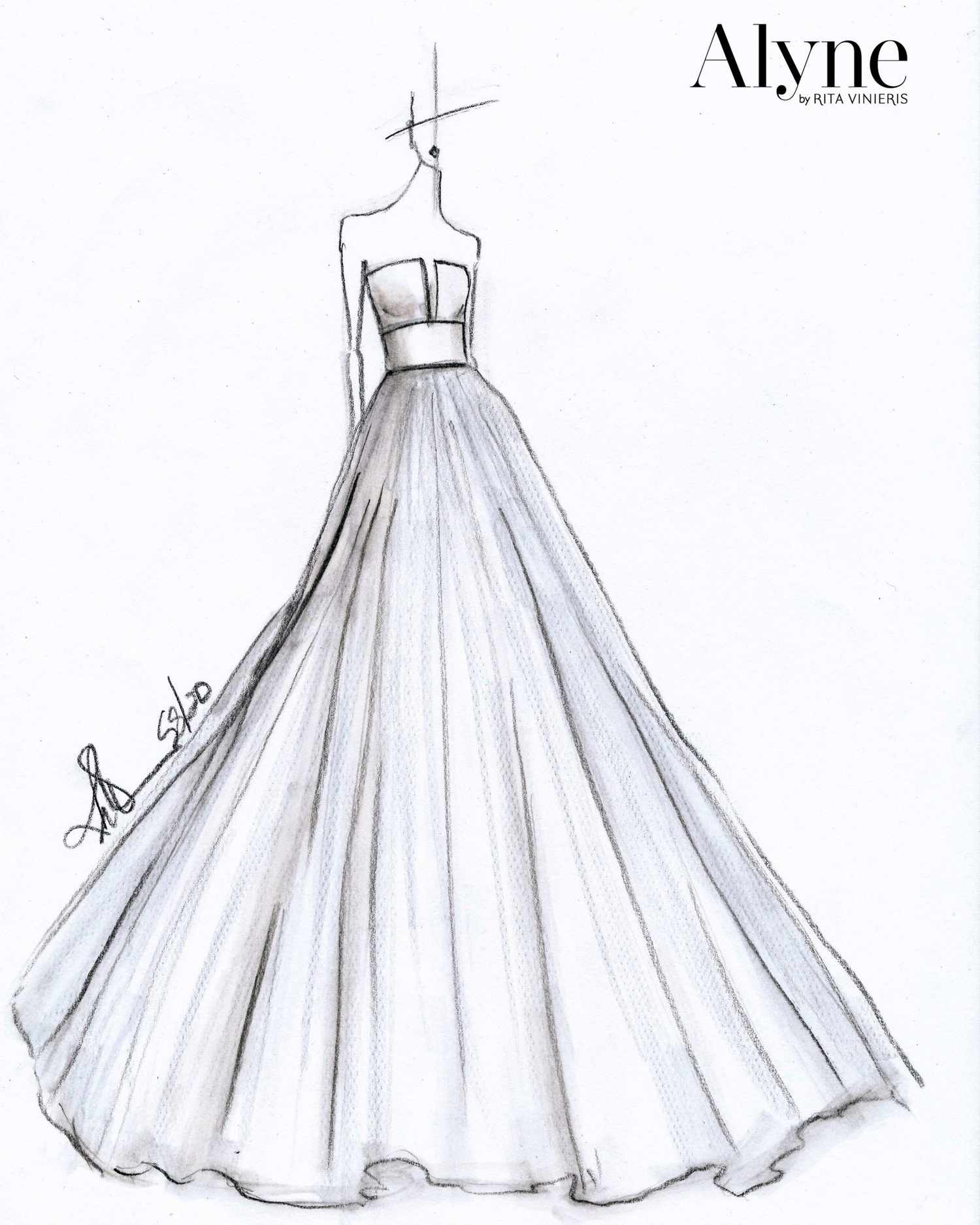 alyne by rita vinieris spring 2020 wedding dress sketch