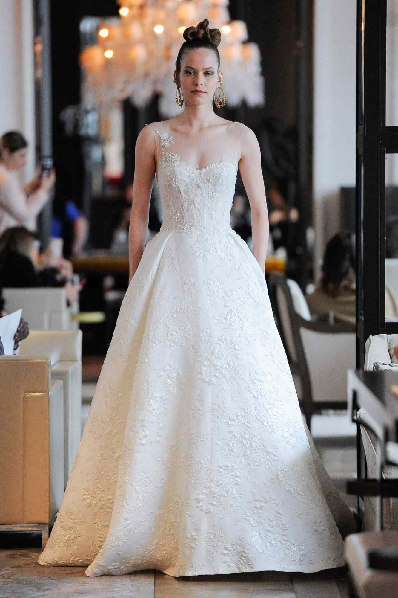 illusion neckline exposed boning semi sweetheart a-line wedding dress Ines Di Santo Spring 2020