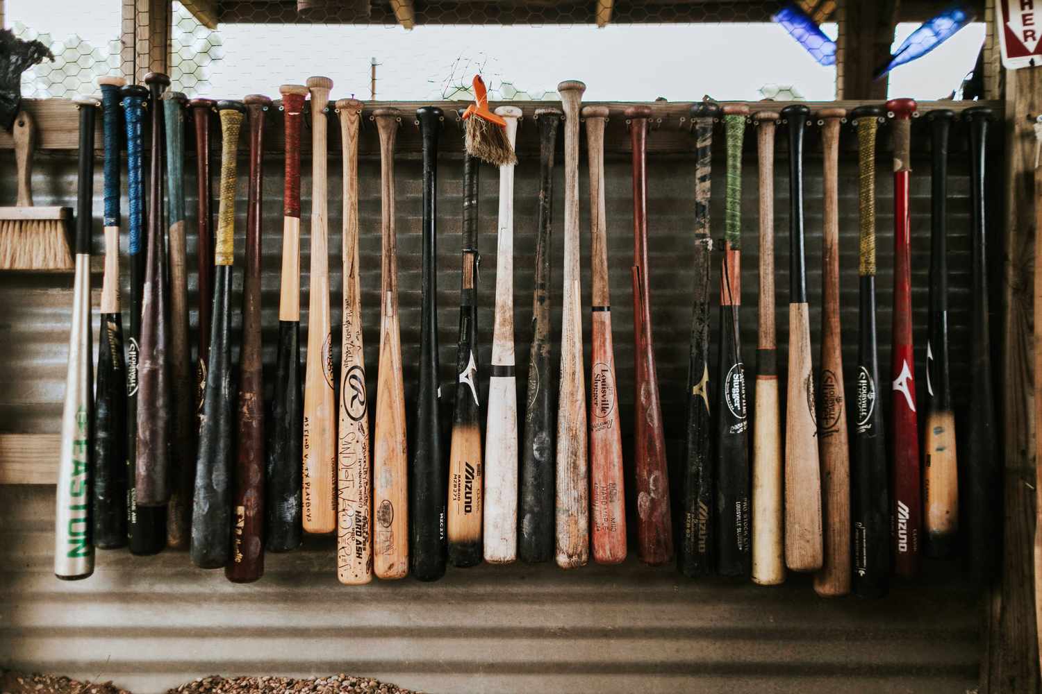 shannon jason wedding baseball bats display