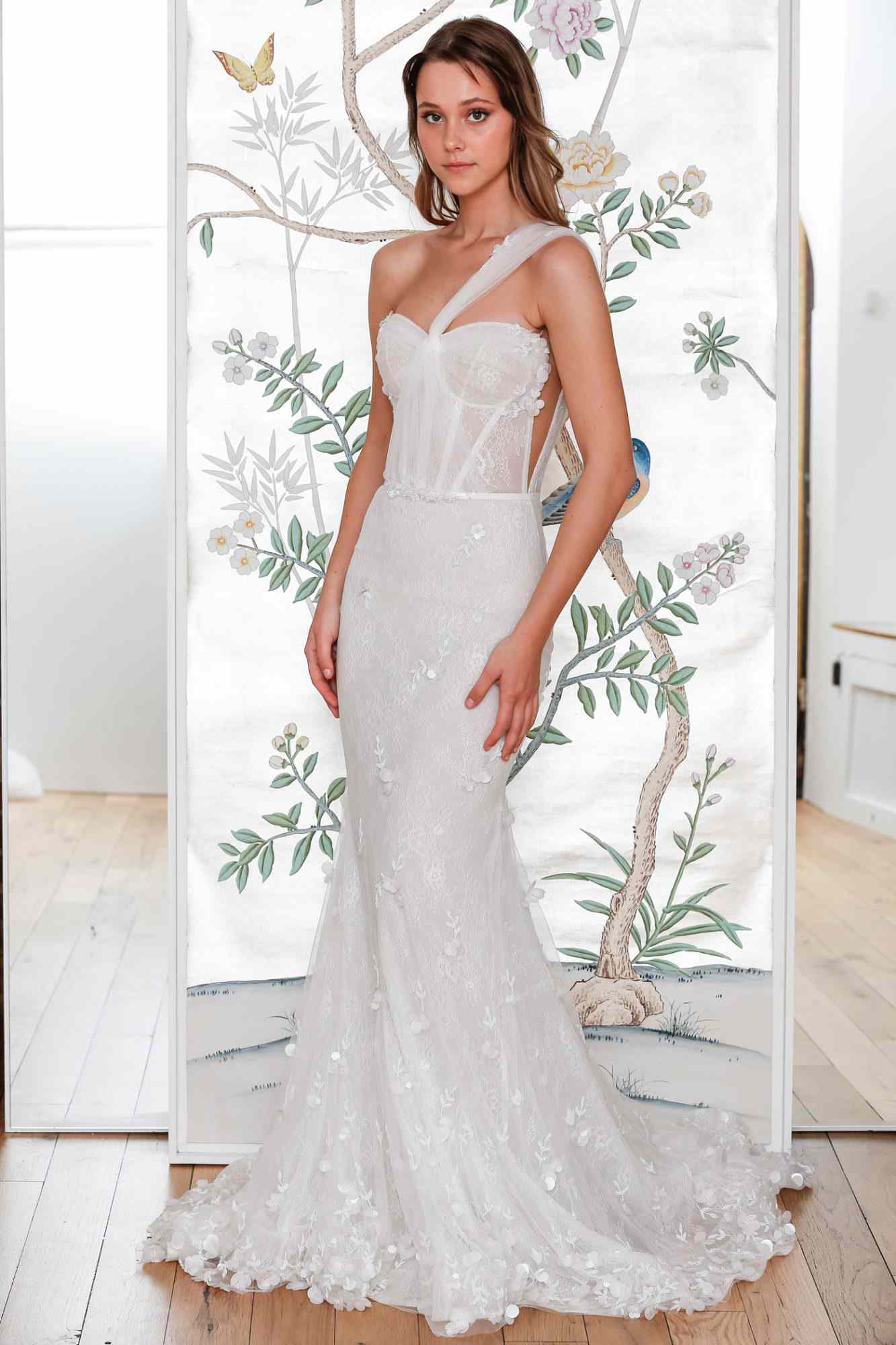 lee petra grebenau lace asymmetrical mermaid wedding dress spring 2020
