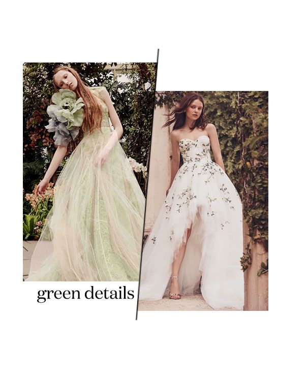 spring 2020 bridal fashion week green wedding dress trend