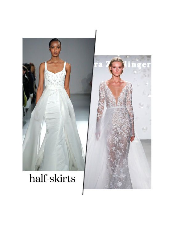 spring 2020 bridal fashion week half skirt wedding dress trend