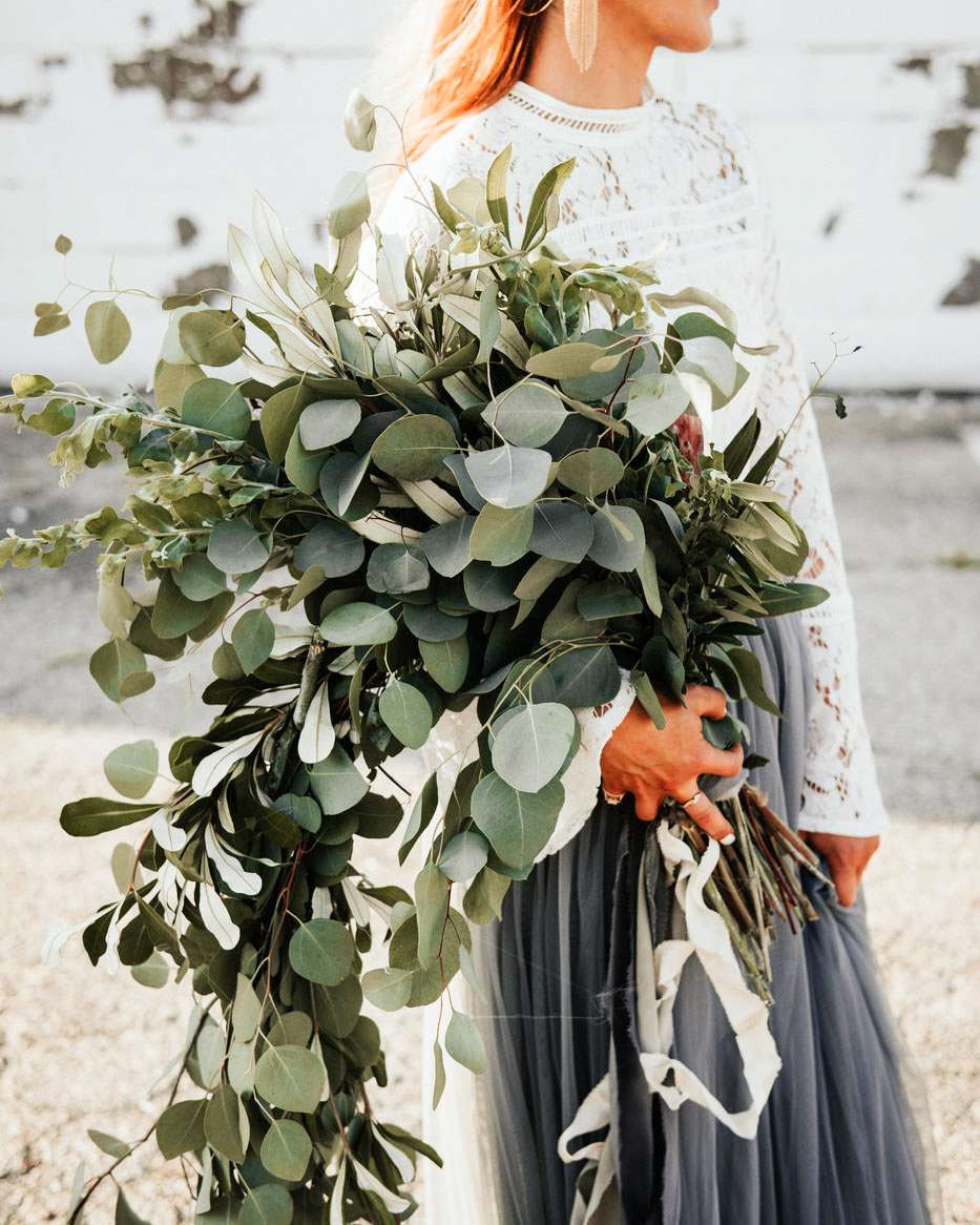 large eucalyptus wedding bouquet