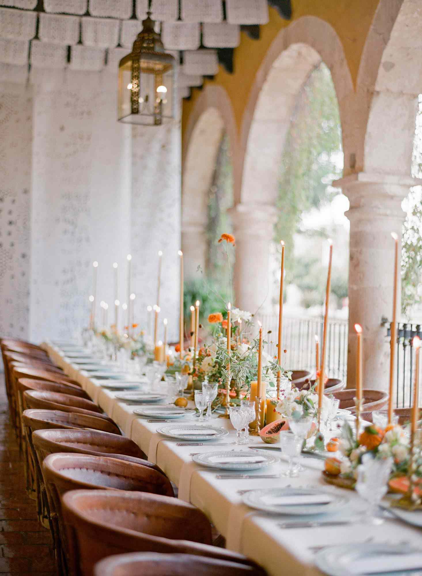 leather wedding ideas chairs at reception table