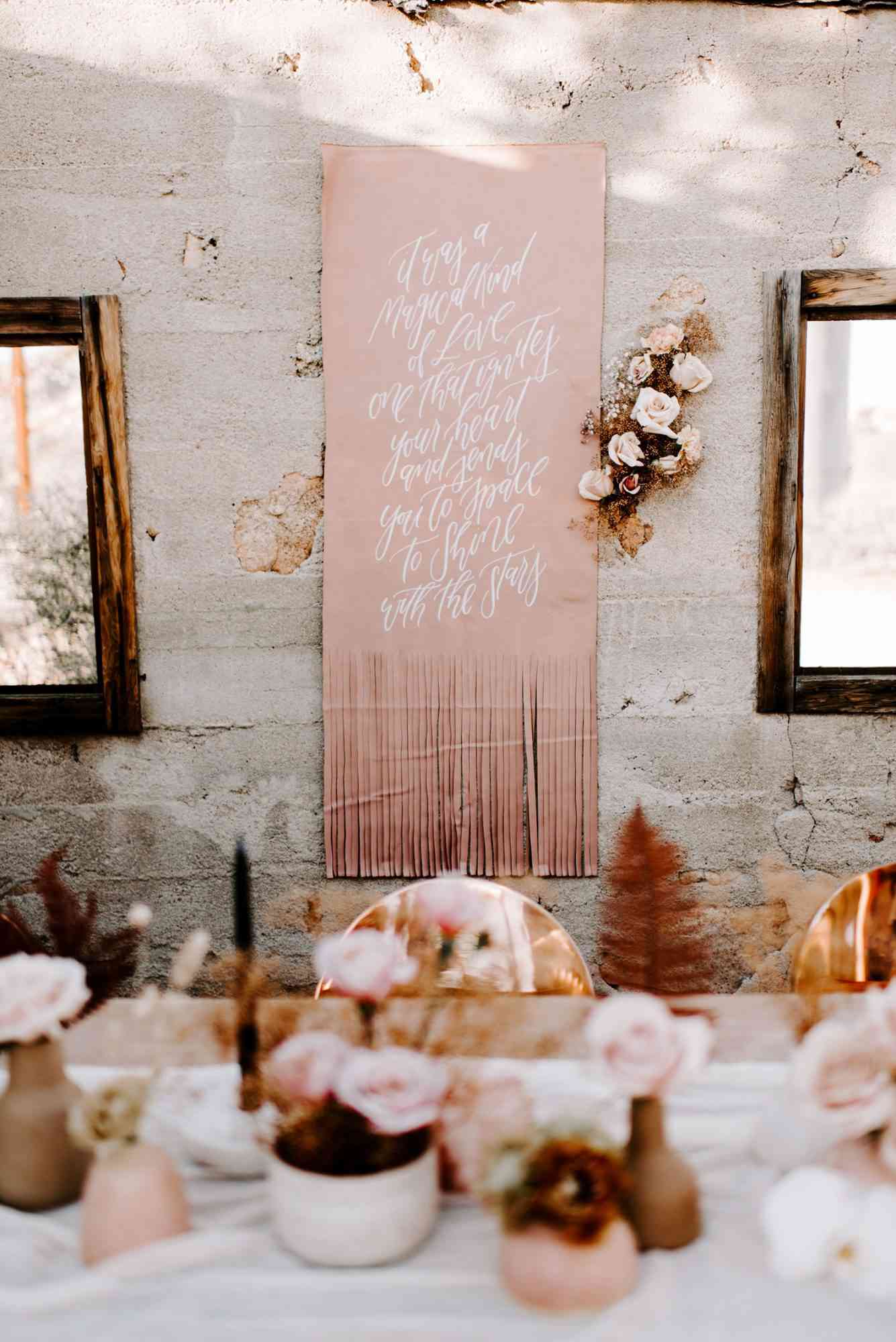 leather wedding ideas dyed sign