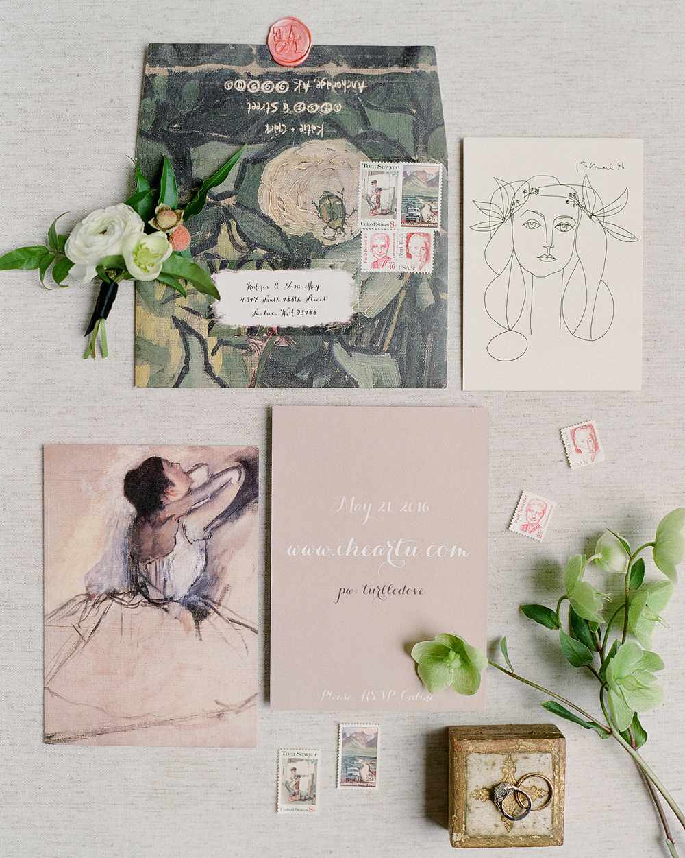 art-inspired wedding ideas modern painting stationary suite